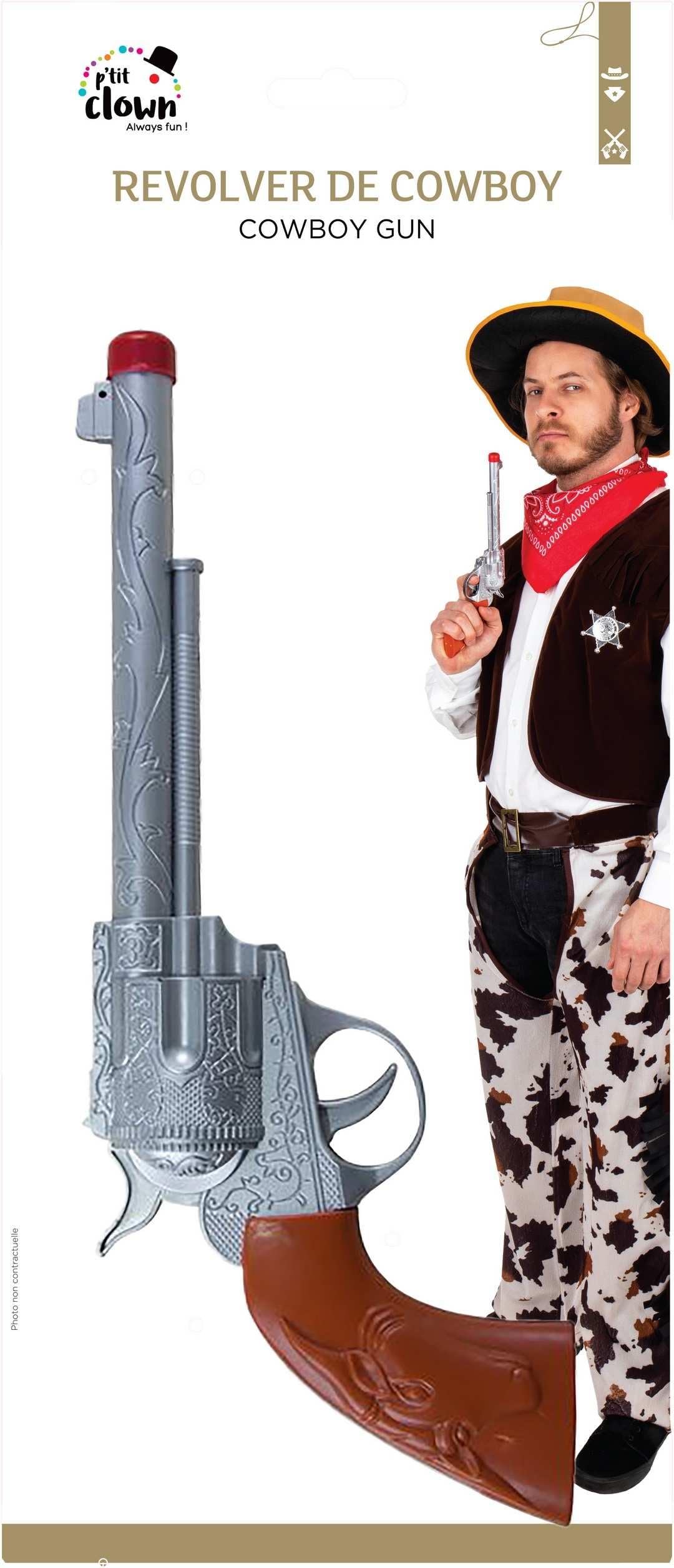 ptit-clown-cowboy-revolver-spielzeugpistole-28-cm-silber-braun image 3