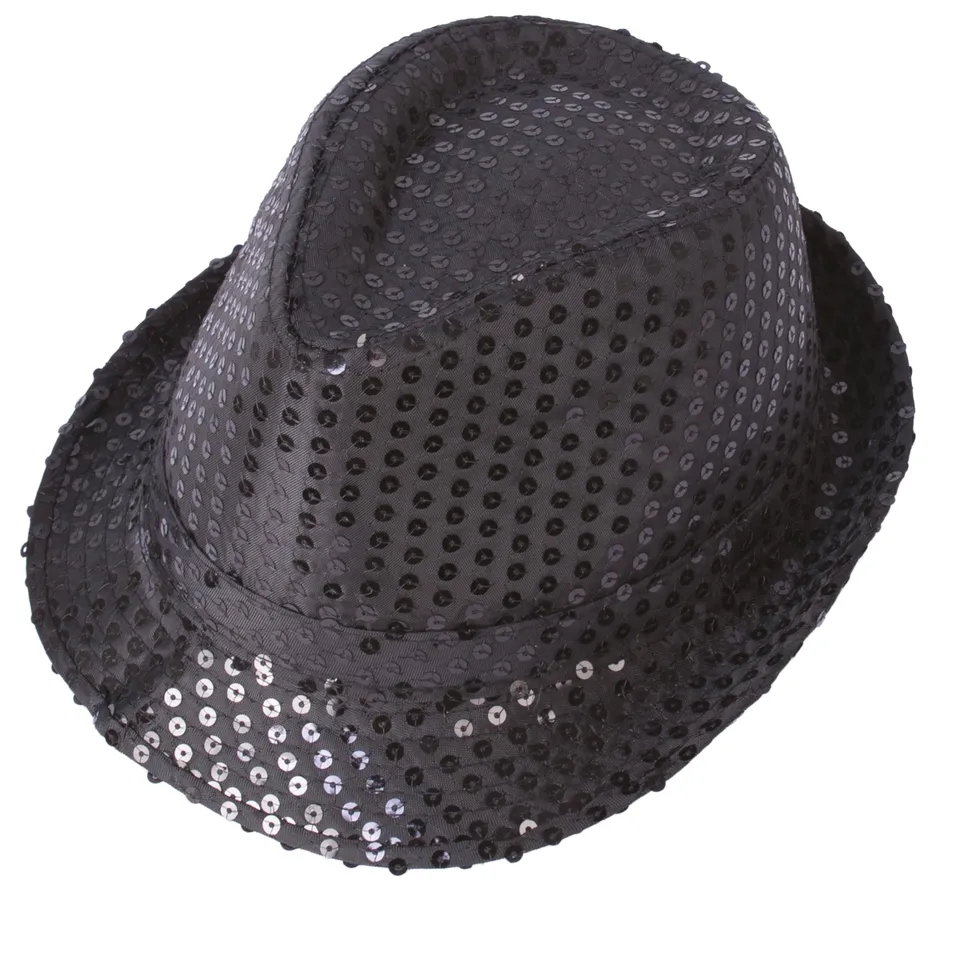 p-tit-clown-20193-borsalino-hut-mit-pailletten-schwarz-gl-nzend-unisex-erwachsen image 1