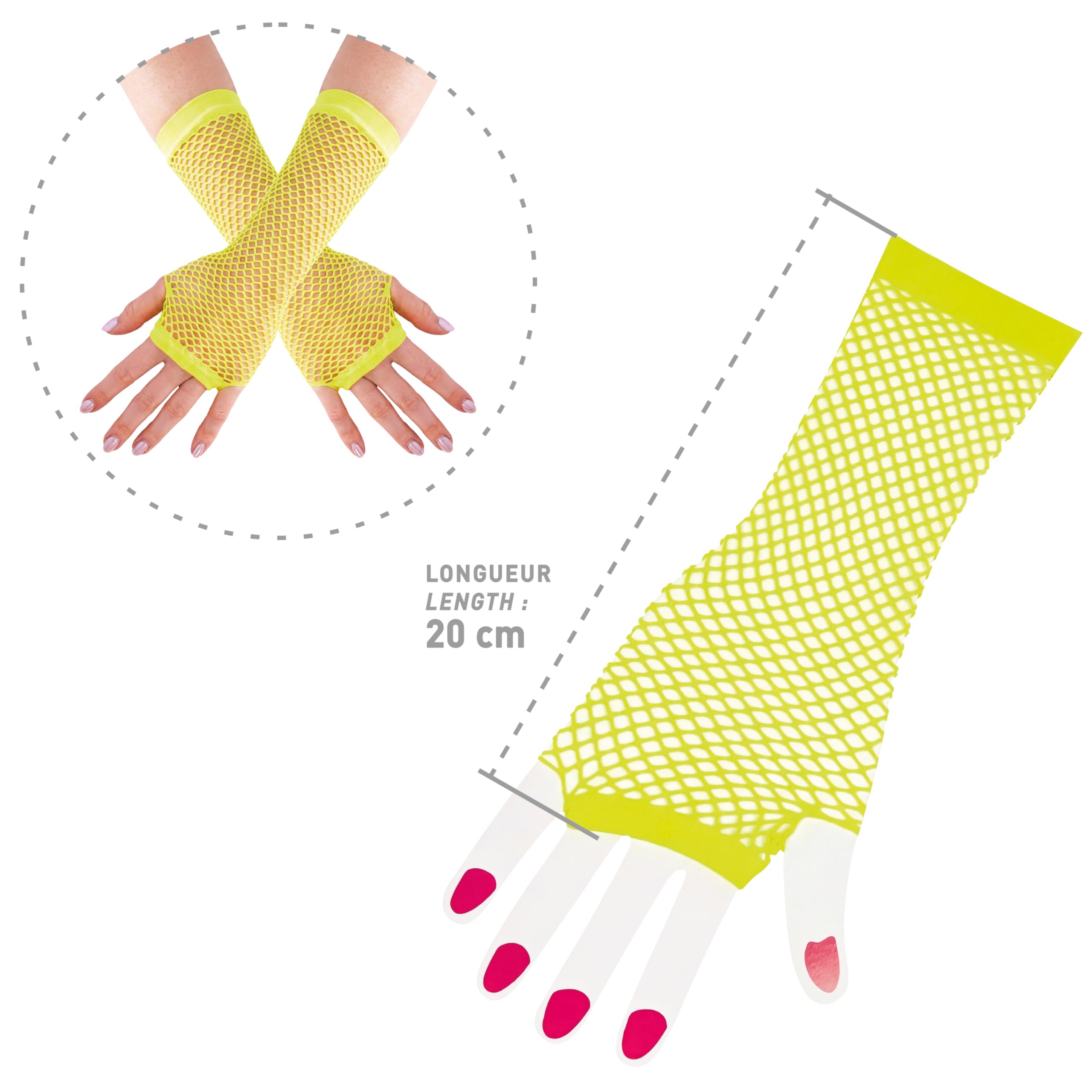 ptit-clown-lange-fingerlose-netzhandschuhe-neon-f-r-damen-25-cm image 3