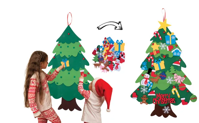 vegaoo-party-filz-weihnachtsbaum-zum-aufh-ngen-67-x-100-cm-gr-n-mit-deko image 1