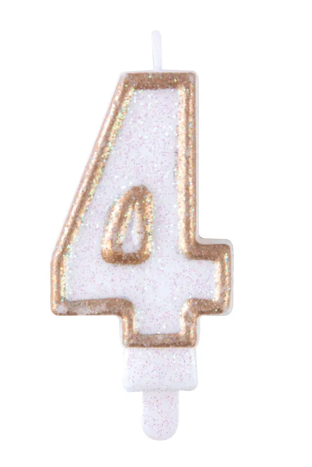 ptit-clown-geburtstagskerze-mit-pailletten-gold-4-zahlenkerze-kuchendekoration image 1