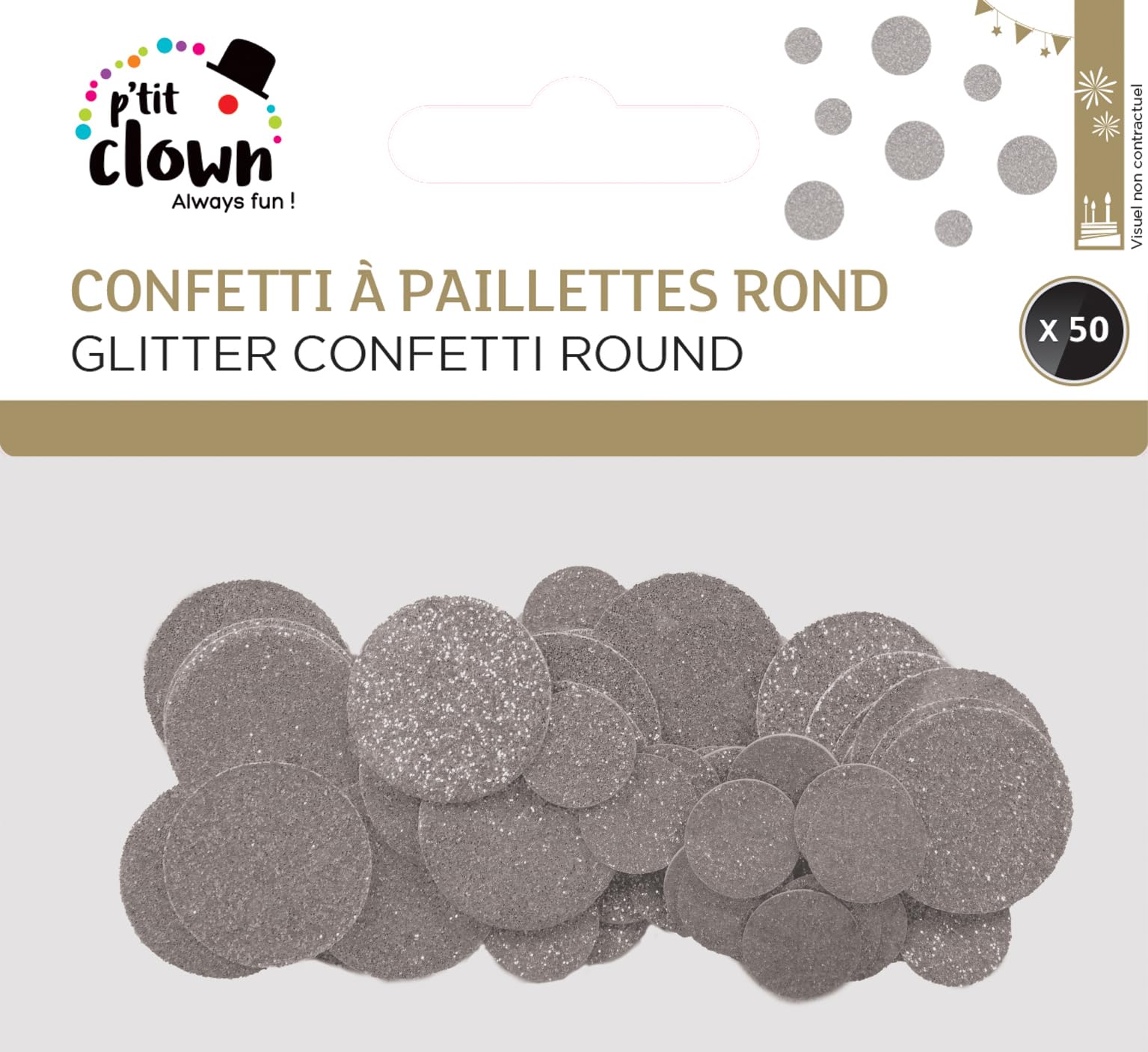 p-tit-clown-glitzer-konfetti-rund-silber-50-st-ck image 2
