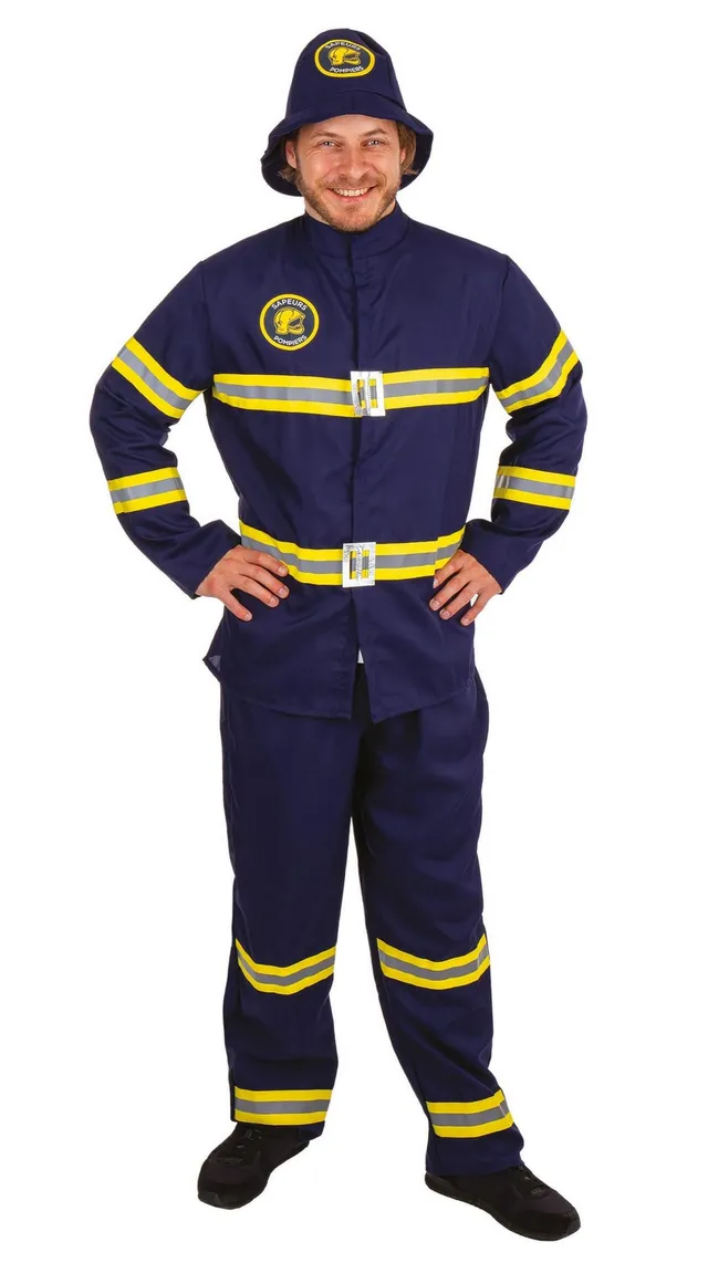 ptit-clown-feuerwehrmann-kost-m-erwachsene-blau-gr-l-xl image 1