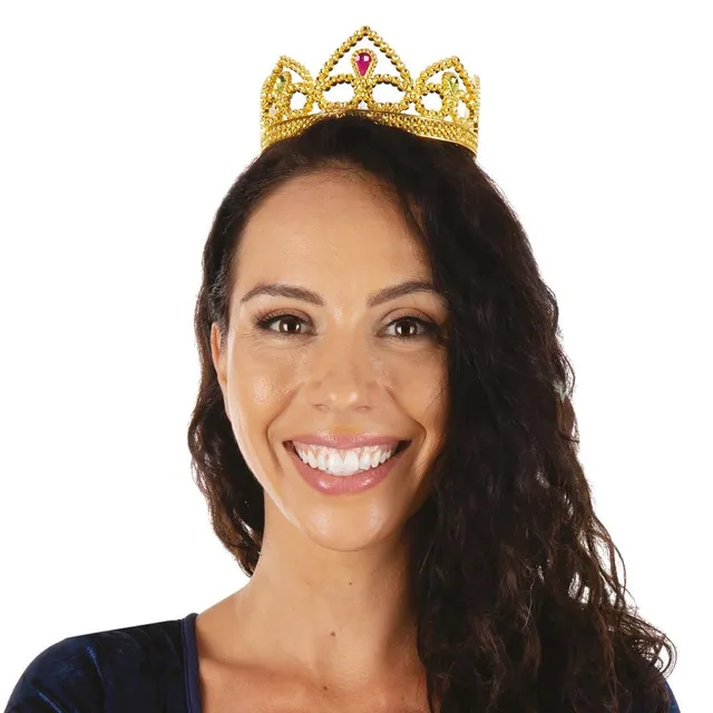 ptit-clown-17629-prinzessinnen-diadem-damen-gold-kunststoff-mit-edelsteinen image 1