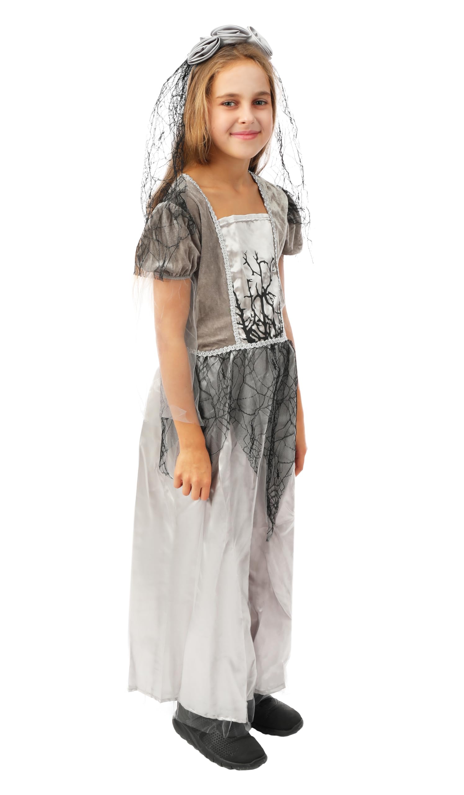 p-tit-clown-spinnenbraut-kost-m-grau-kind-kleid-haarreif image 2