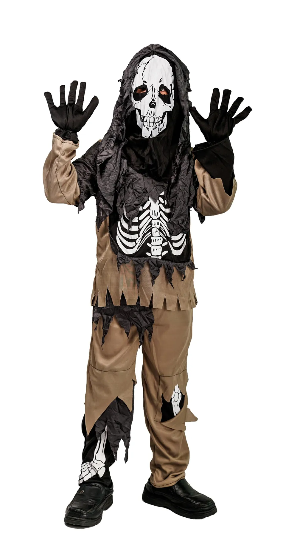 ptit-clown-kinder-skelett-zombie-kost-m-komplett-mit-handschuhen image 1