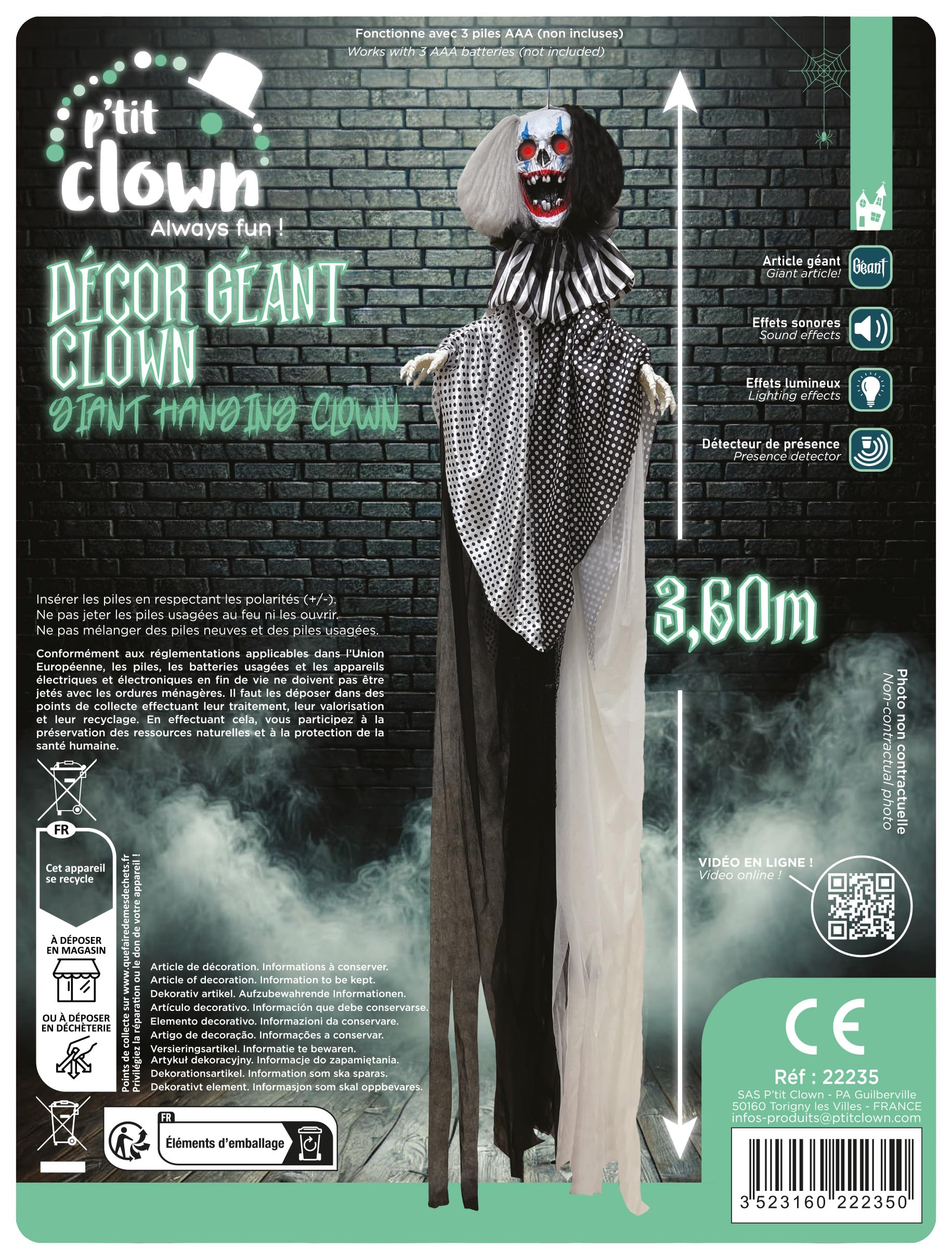 p-tit-clown-riesendeko-clown-3-60-m-halloween-deko-mit-sound-und-licht image 2