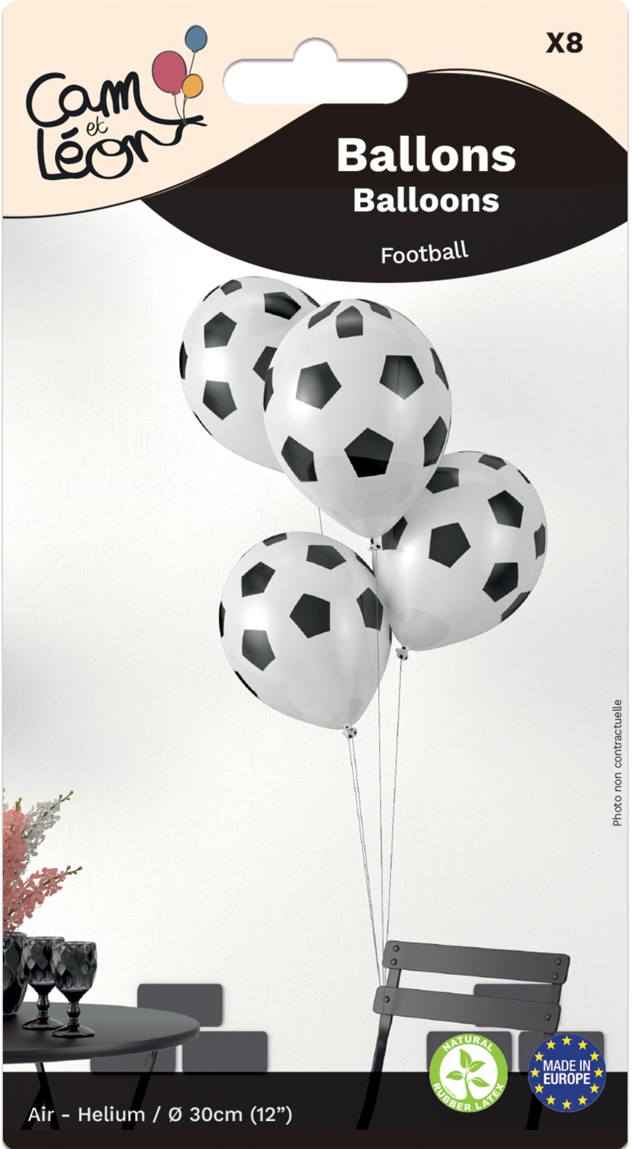 ptit-clown-fu-ball-ballons-30-cm-8er-set-schwarz-wei-latex image 3