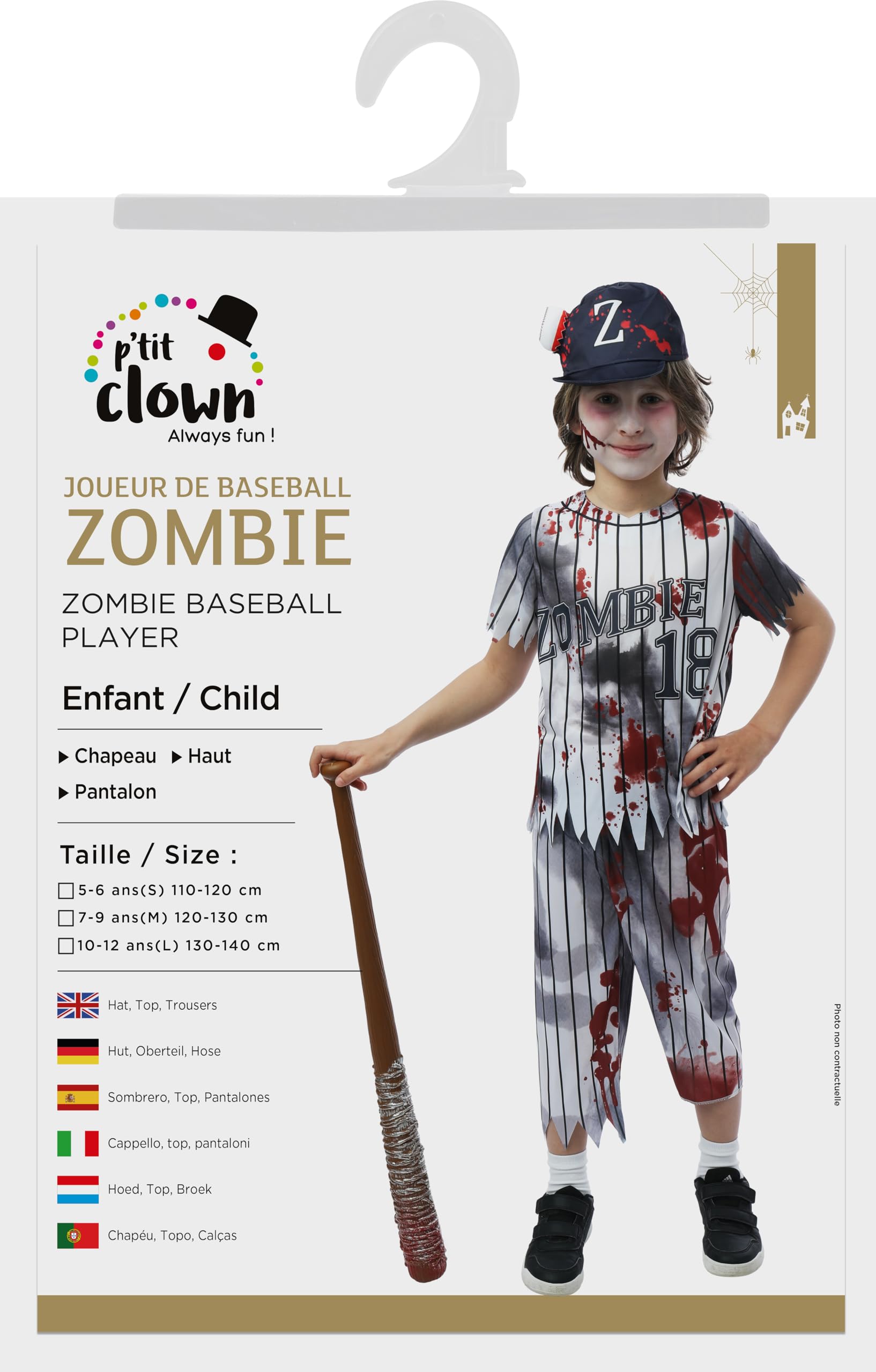p-tit-clown-zombie-baseballspieler-kost-m-kinder-hut-set image 5