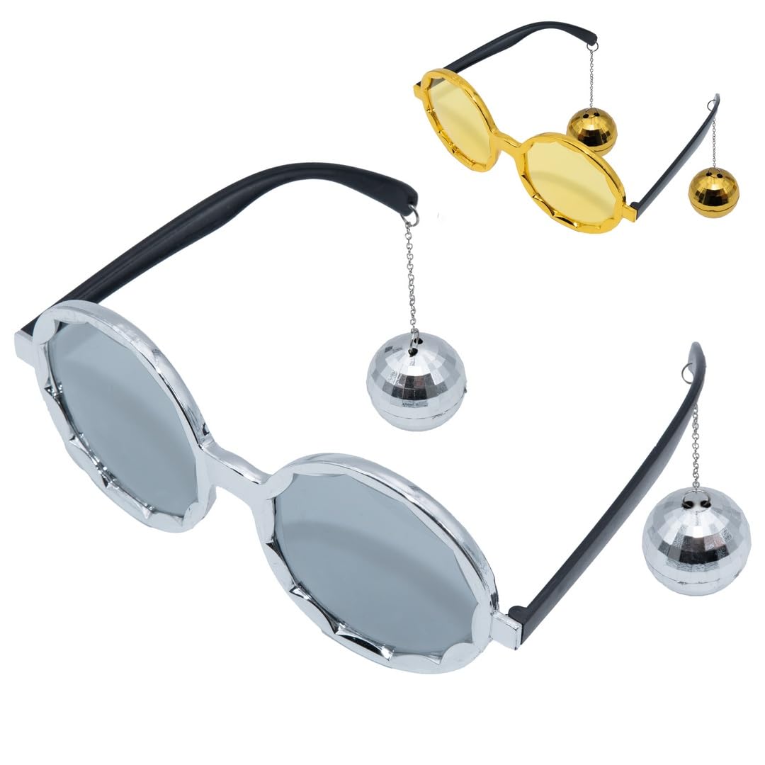 ptit-clown-35001-disco-brille-kunststoff-goldfarben-silberfarben-mit-disco-kugel image 2