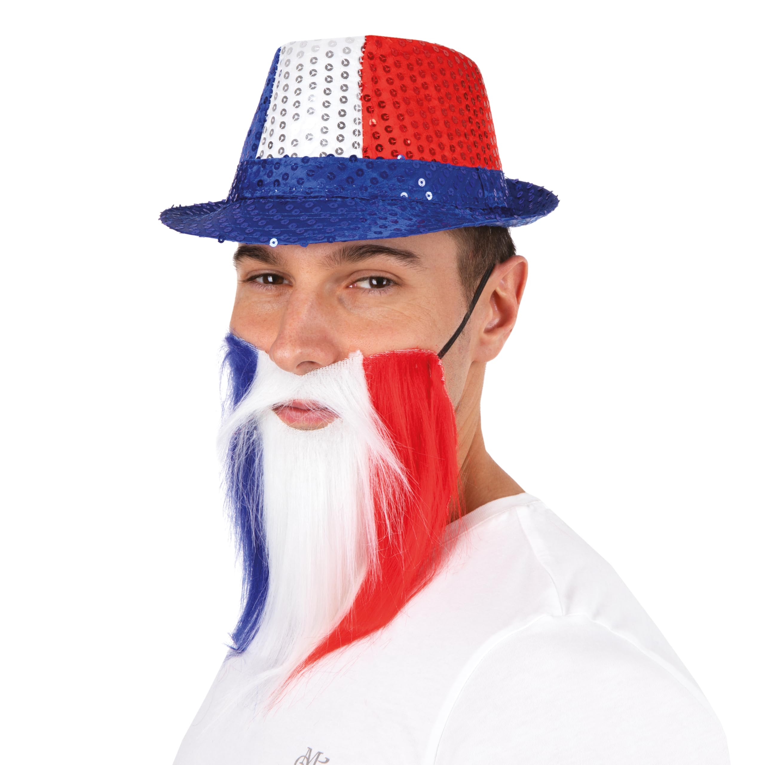 ptit-clown-frankreich-borsalino-hut-blau-wei-rot-mit-pailletten-polyester image 4