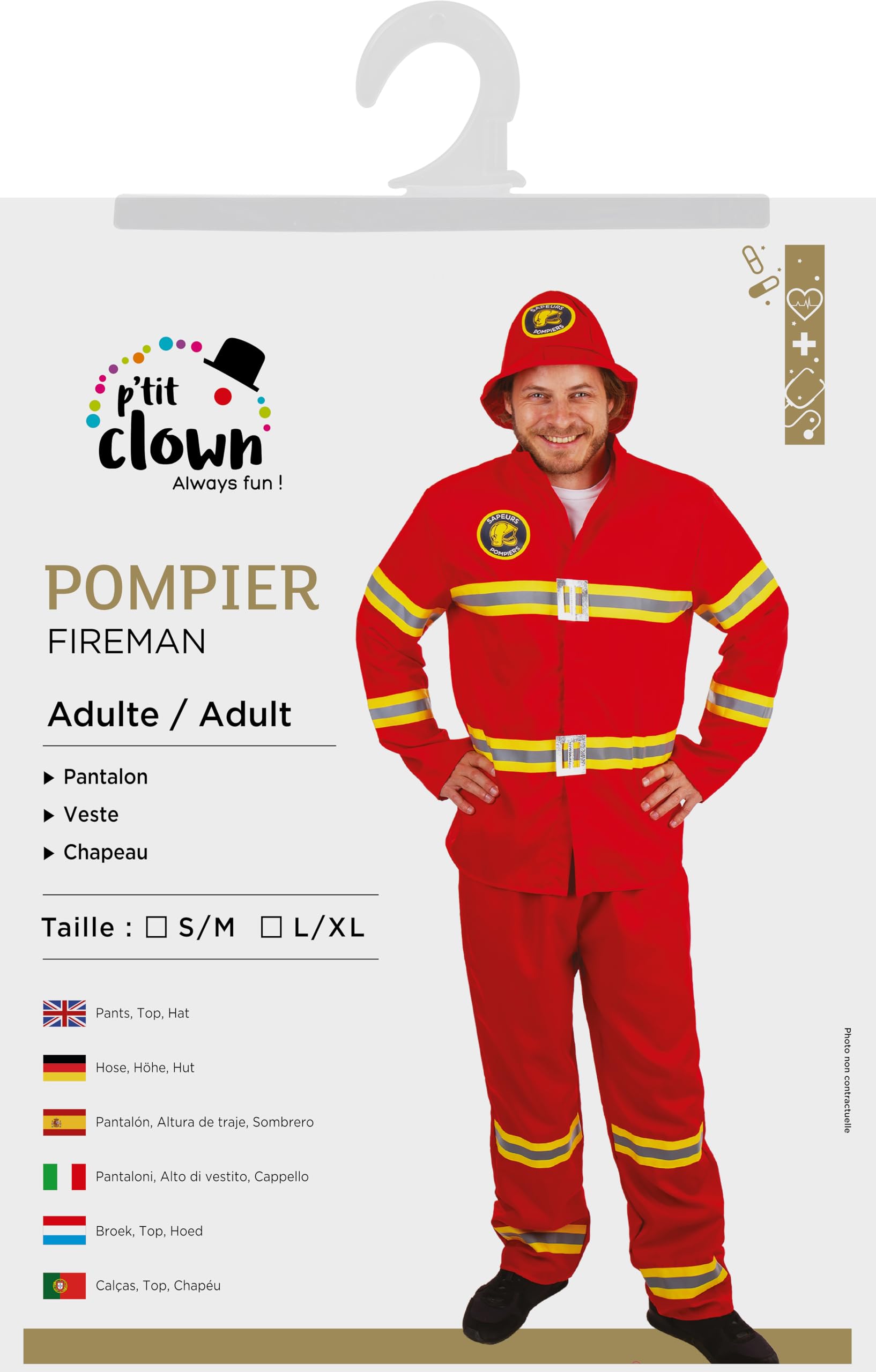 ptit-clown-feuerwehrmann-kost-m-erwachsene-realistisch-polyester image 5
