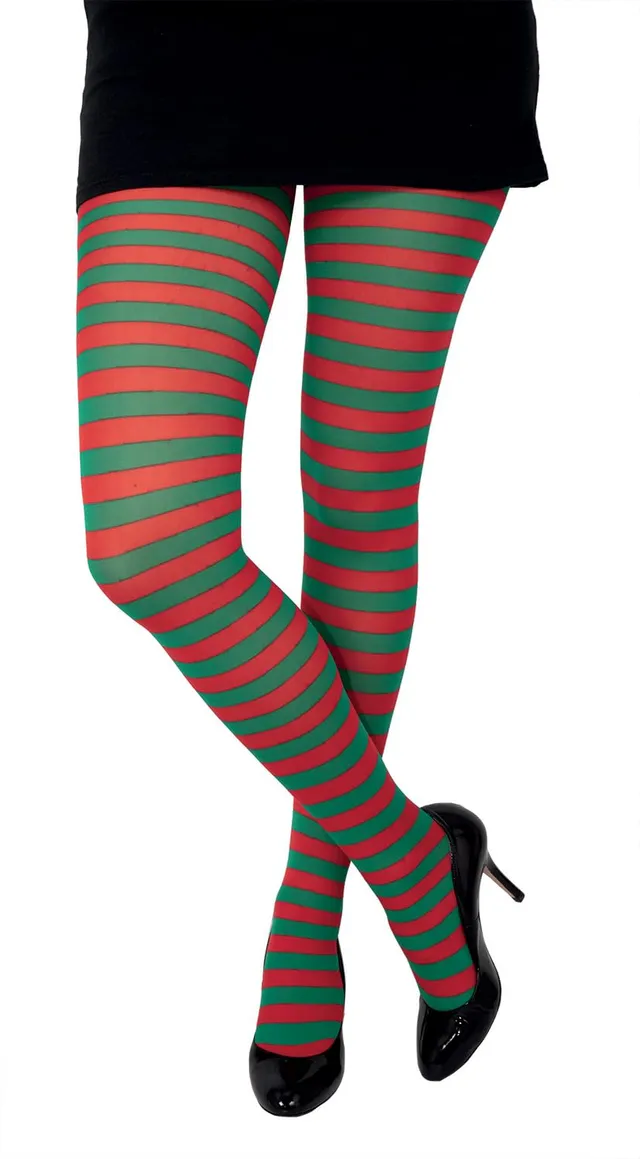 ptit-clown-strumpfhose-gestreift-gr-n-rot-blickdicht-einheitsgr-e-erwachsene image 1
