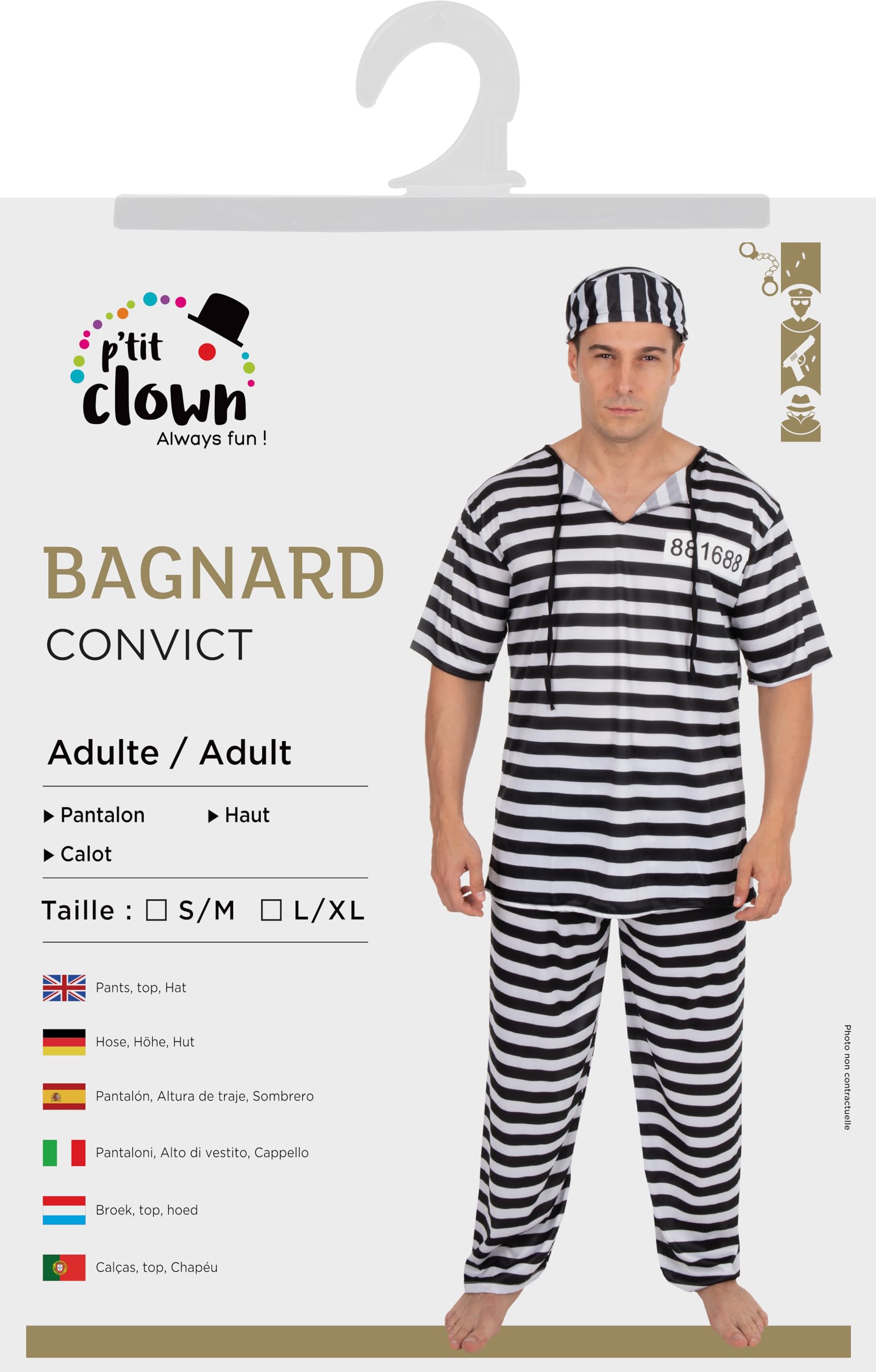 ptit-clown-bagnard-str-fling-kost-m-erwachsene-schwarz-wei-gestreift-polyester image 5