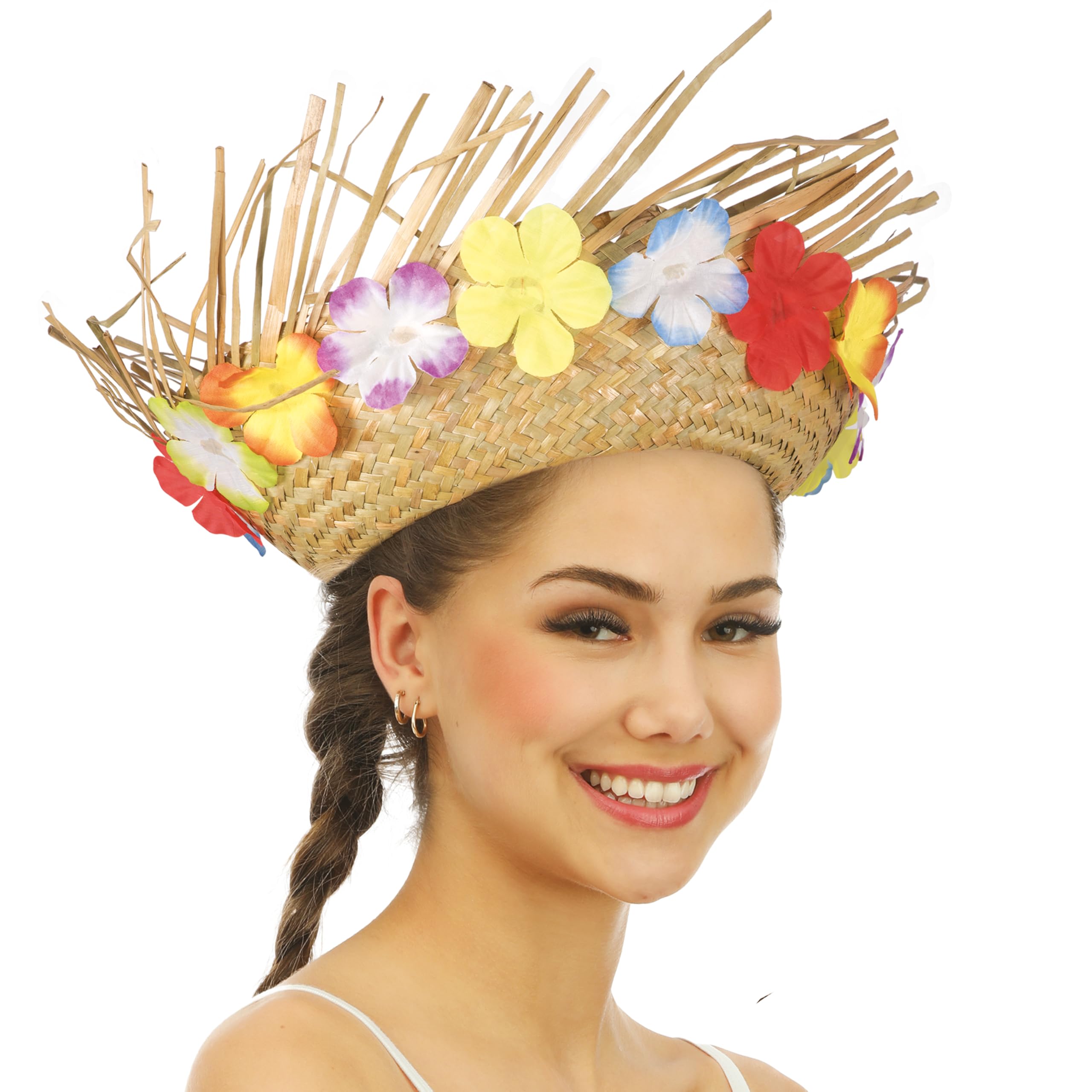 ptit-clown-strohhut-hawaii-natur-mit-blumen-kost-m-hut-einheitsgr-e image 5