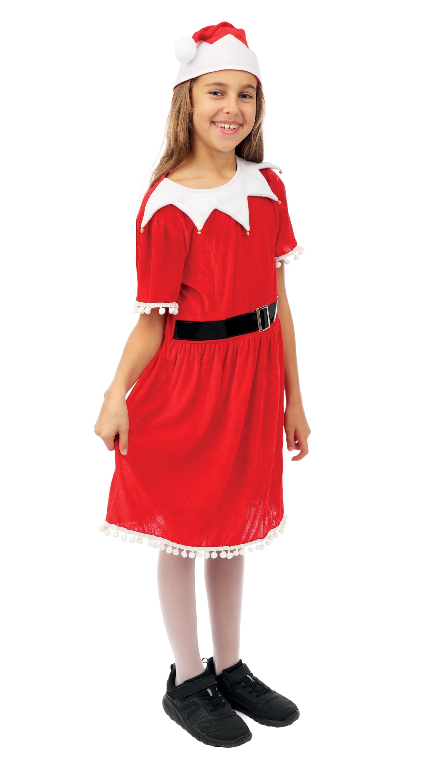 ptit-clown-weihnachtsmutter-kleid-m-tze-f-r-m-dchen-rot image 2