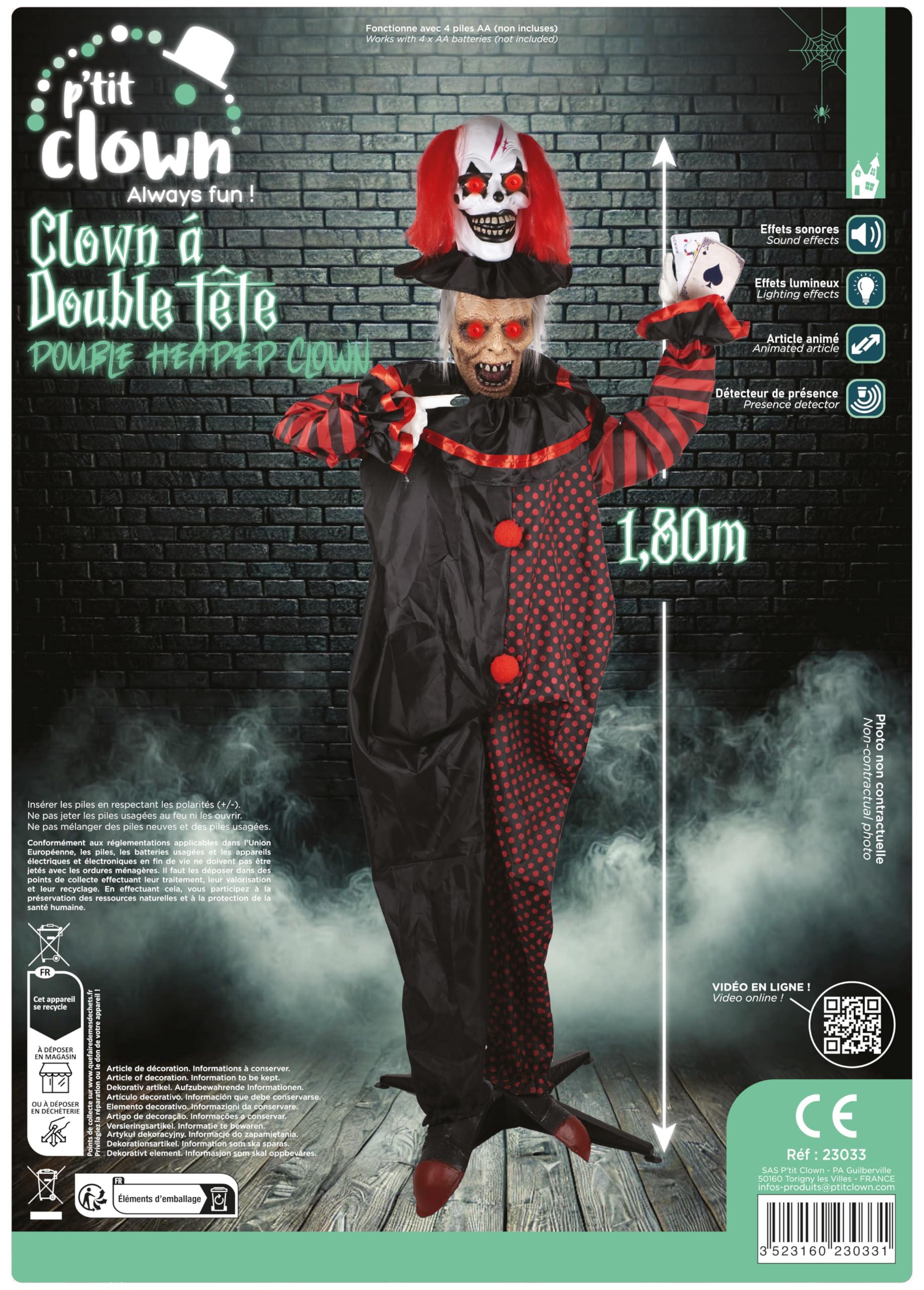 ptit-clown-doppelkopf-clown-animatronic-180-cm-mit-sound-und-licht image 5