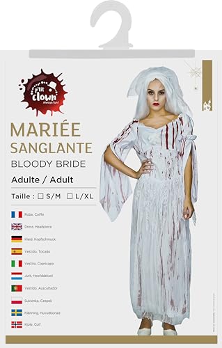 ptit-clown-blutige-braut-kost-m-erwachsene-kleid-mit-kopfschmuck-f-r-halloween image 7