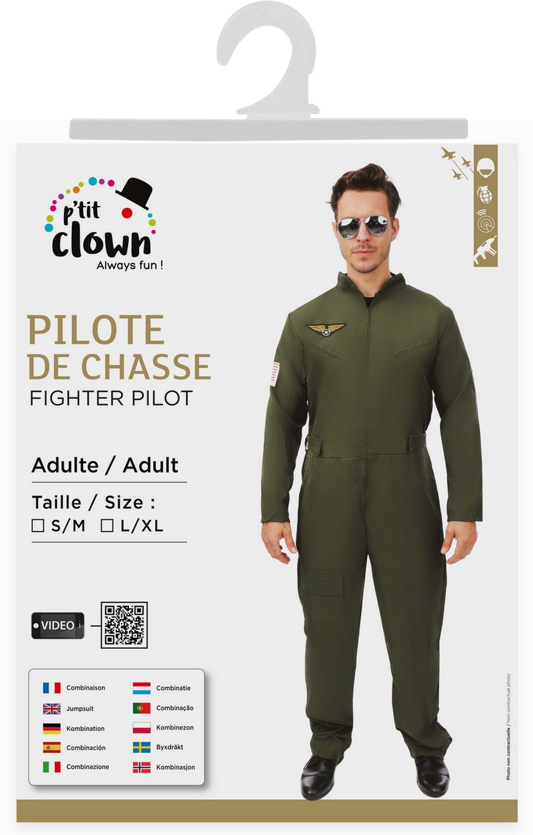 p-tit-clown-jagdpilot-kost-m-air-pilot-suit-f-r-erwachsene-overall-khaki-gr-n image 6