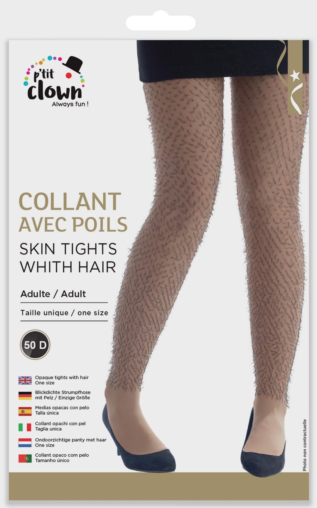 ptit-clown-strumpfhose-behaarte-beine-hautfarben-damen-humor-accessoire image 2