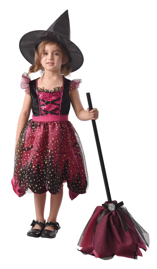 p-tit-clown-hexenkost-m-m-dchen-rosa-3-4-jahre-kleid-mit-spitzhut image 1
