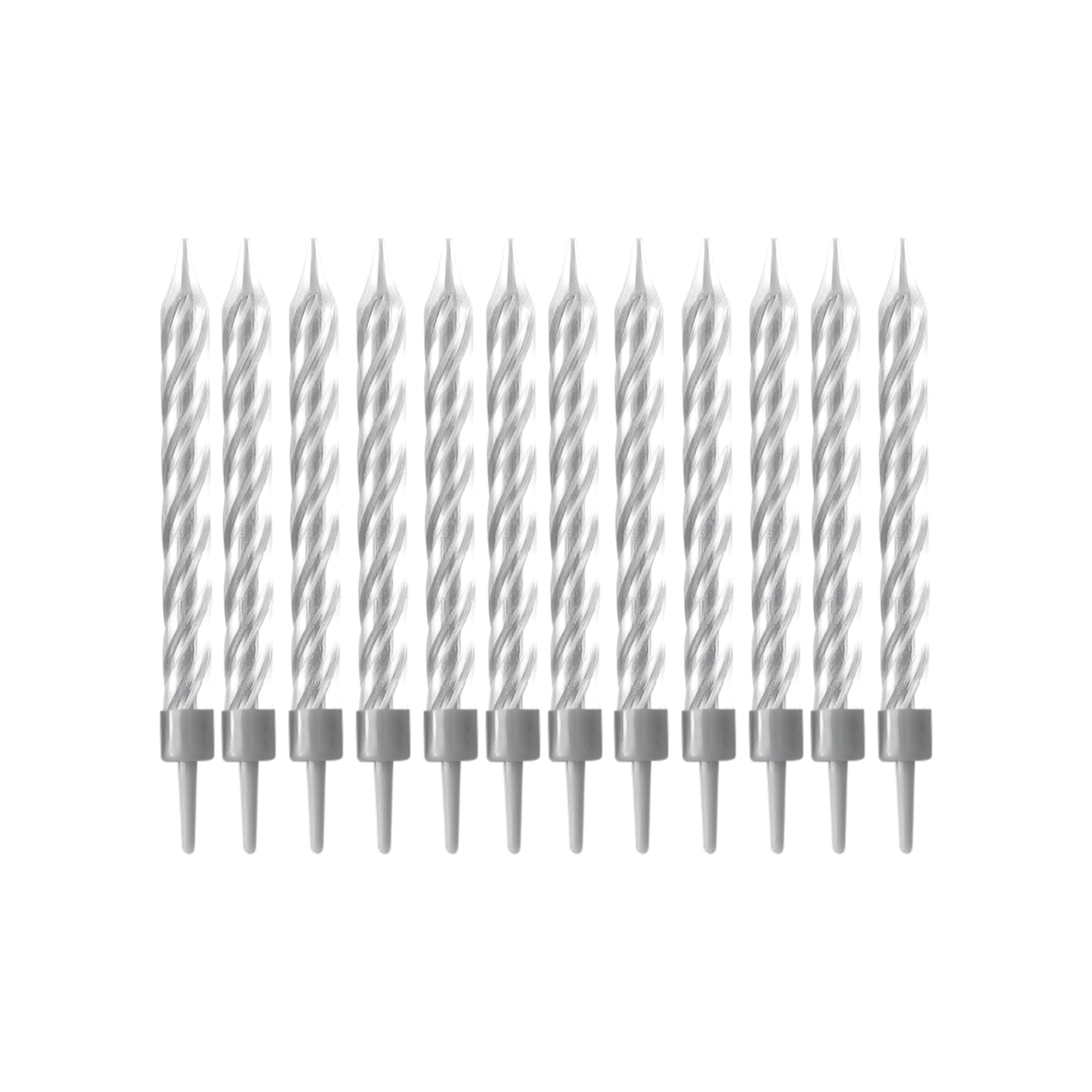 p-tit-clown-geburtstagskerzen-silber-12er-set-mit-haltern image 1