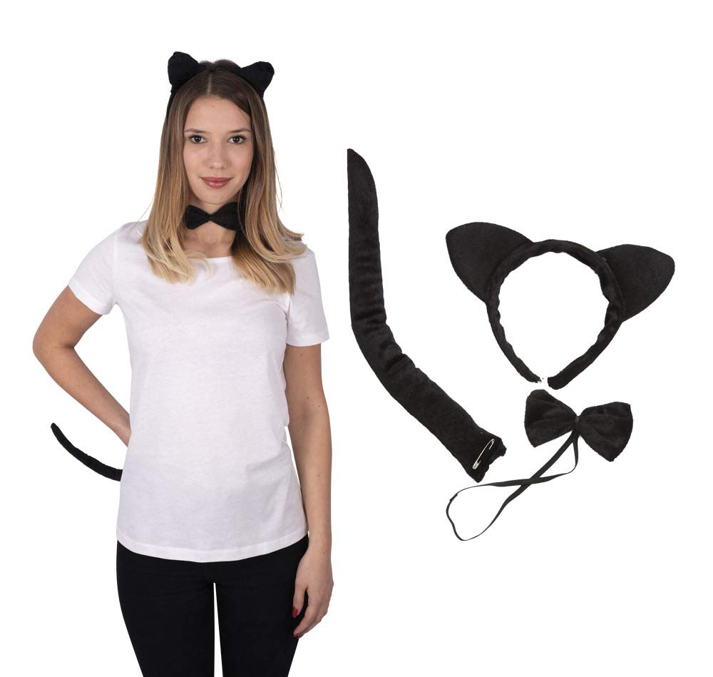 ptit-clown-katzen-set-haarreif-schwanz-fliege-mehrfarbig-erwachsene image 1