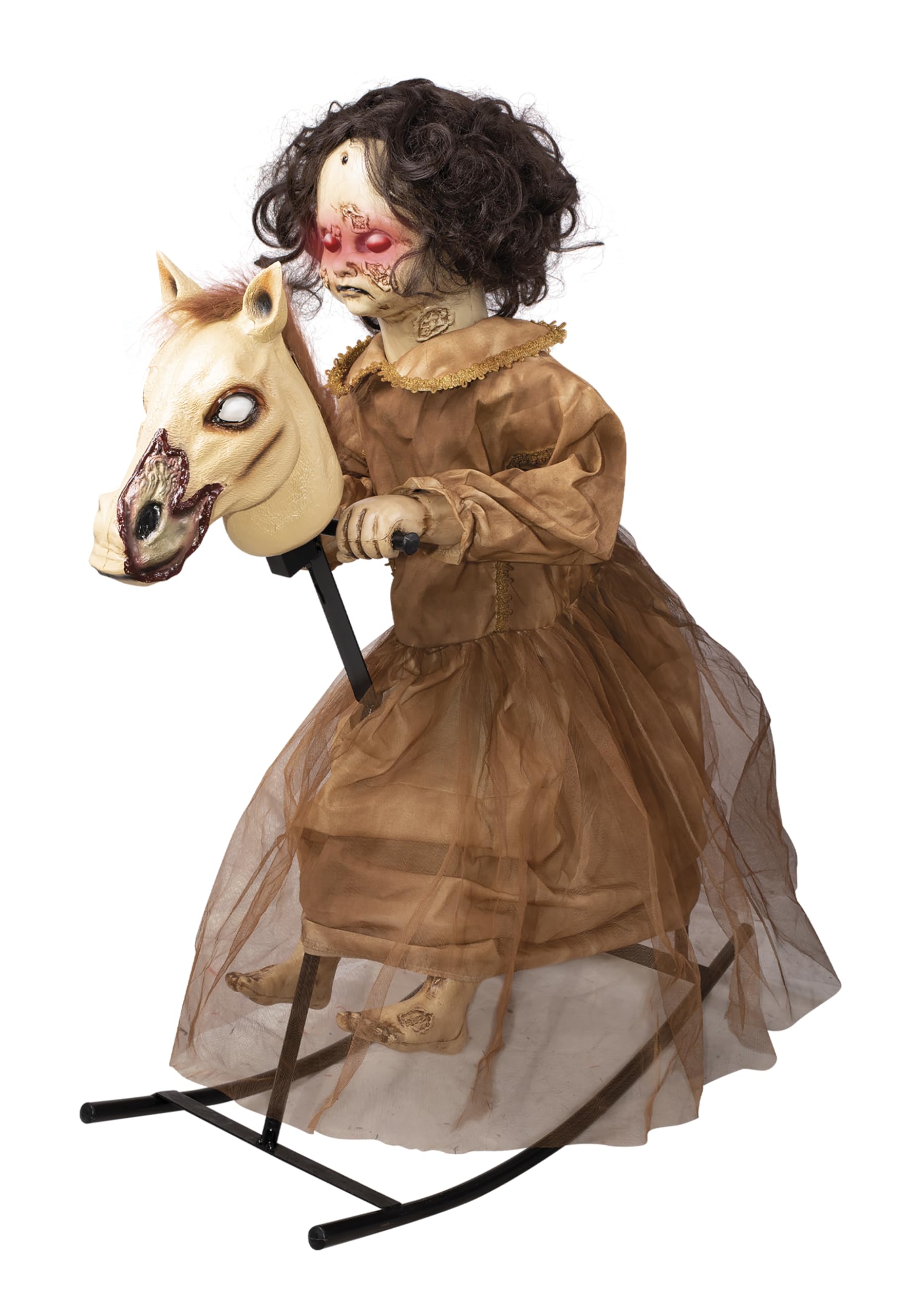 ptit-clown-17121-animatronic-verfluchtes-m-dchen-auf-schaukelpferd-100-cm-netzbe image 1