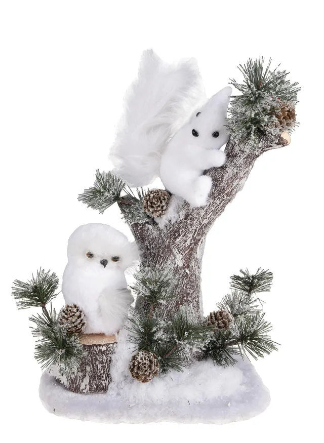 ptit-clown-waldtiere-weihnachtsdeko-32-cm-eule-und-eichh-rnchen image 1