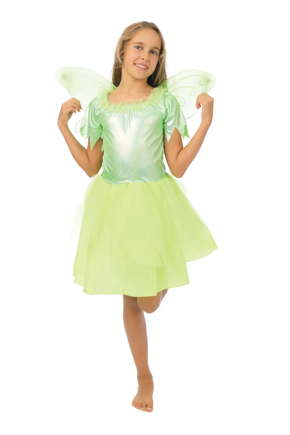 p-tit-clown-fee-kost-m-m-dchen-10-12-jahre-gelb-gr-n-mit-fl-geln image 1