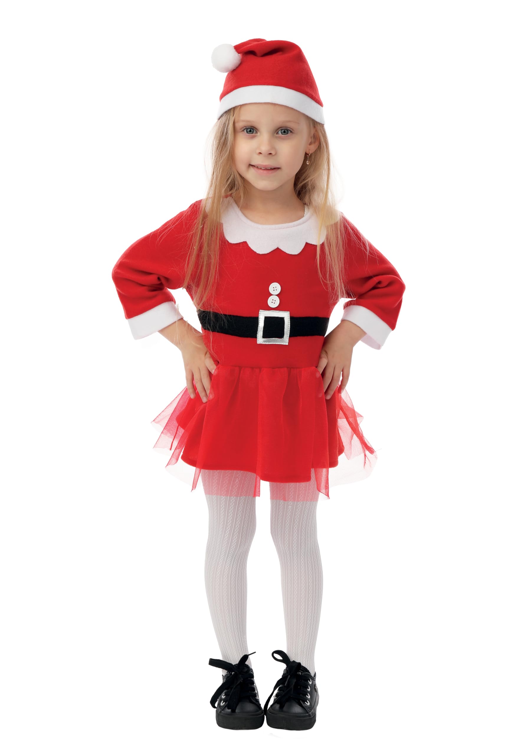 ptit-clown-miss-santa-tutu-kleid-m-tze-f-r-m-dchen-rot image 1