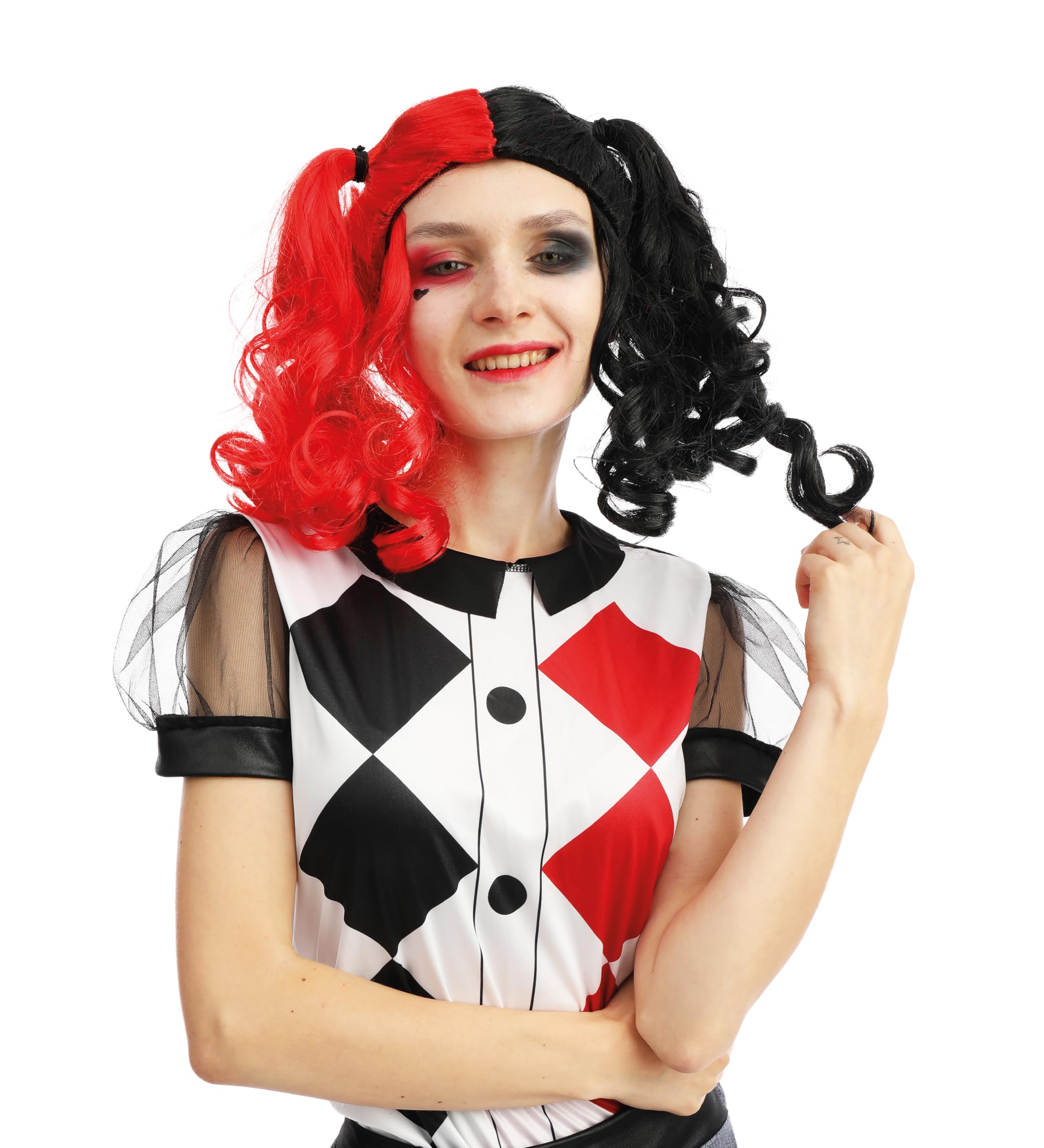 ptit-clown-harlekin-per-cke-mit-zipfeln-schwarz-rot image 4