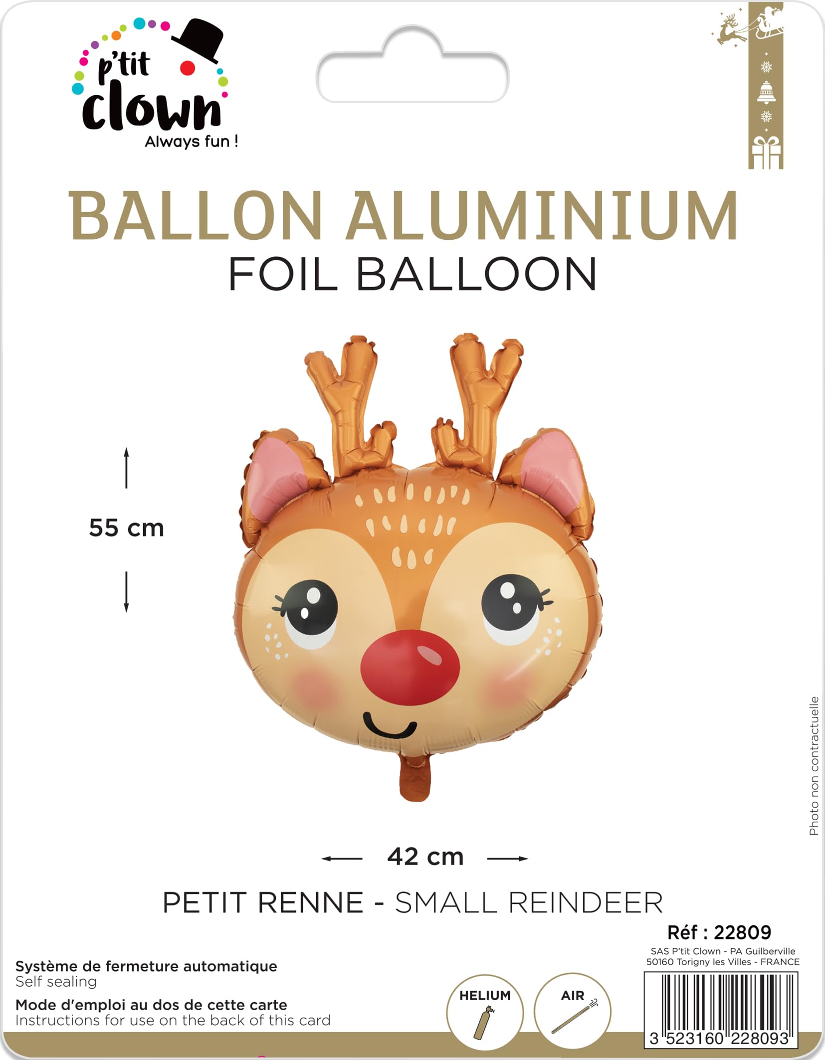 p-tit-clown-folienballon-kleines-rentier-55-cm-weihnachten image 2