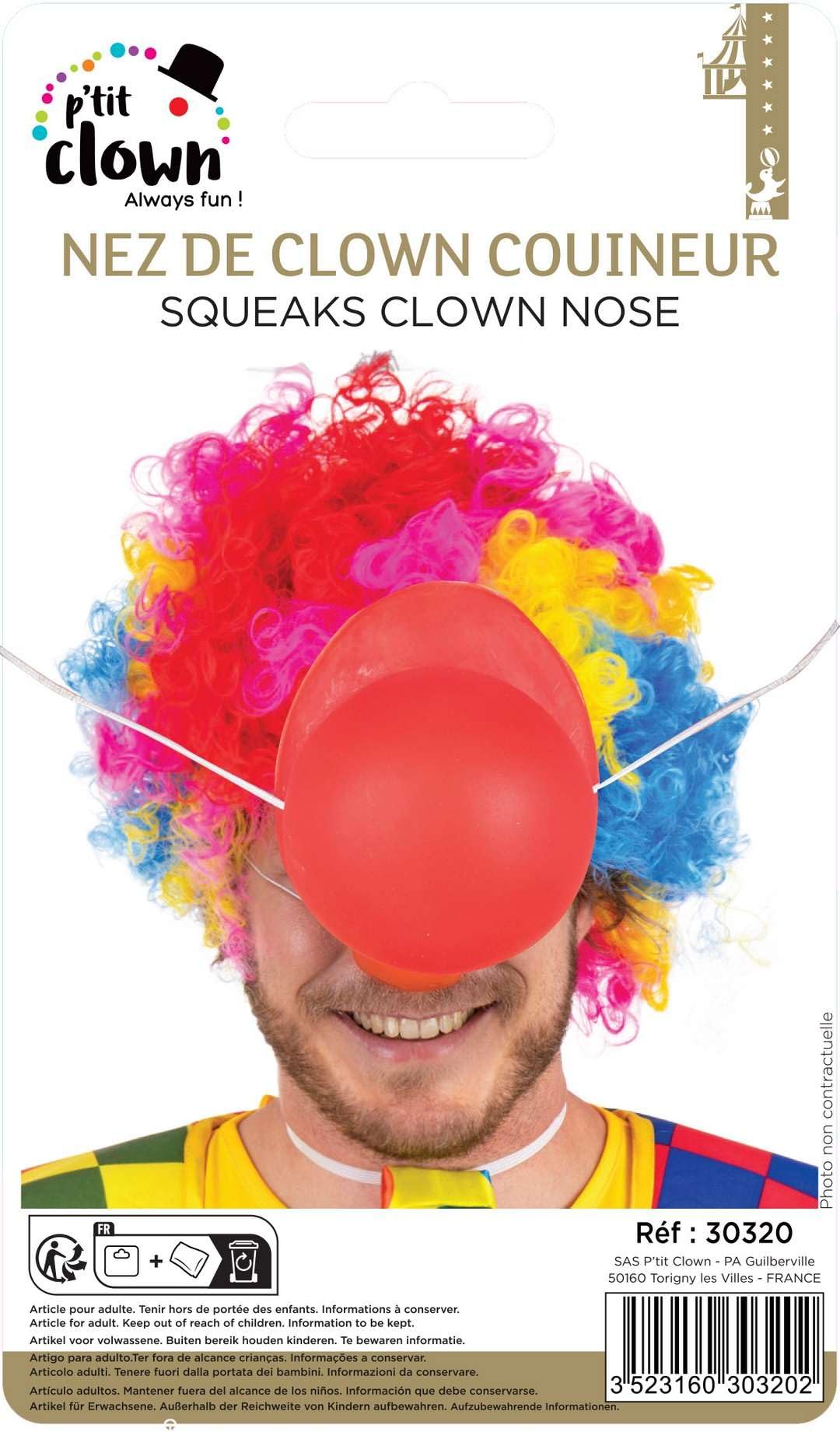 ptit-clown-clown-nase-rot-quietsch-kost-m-accessoire-mit-gummiband image 3