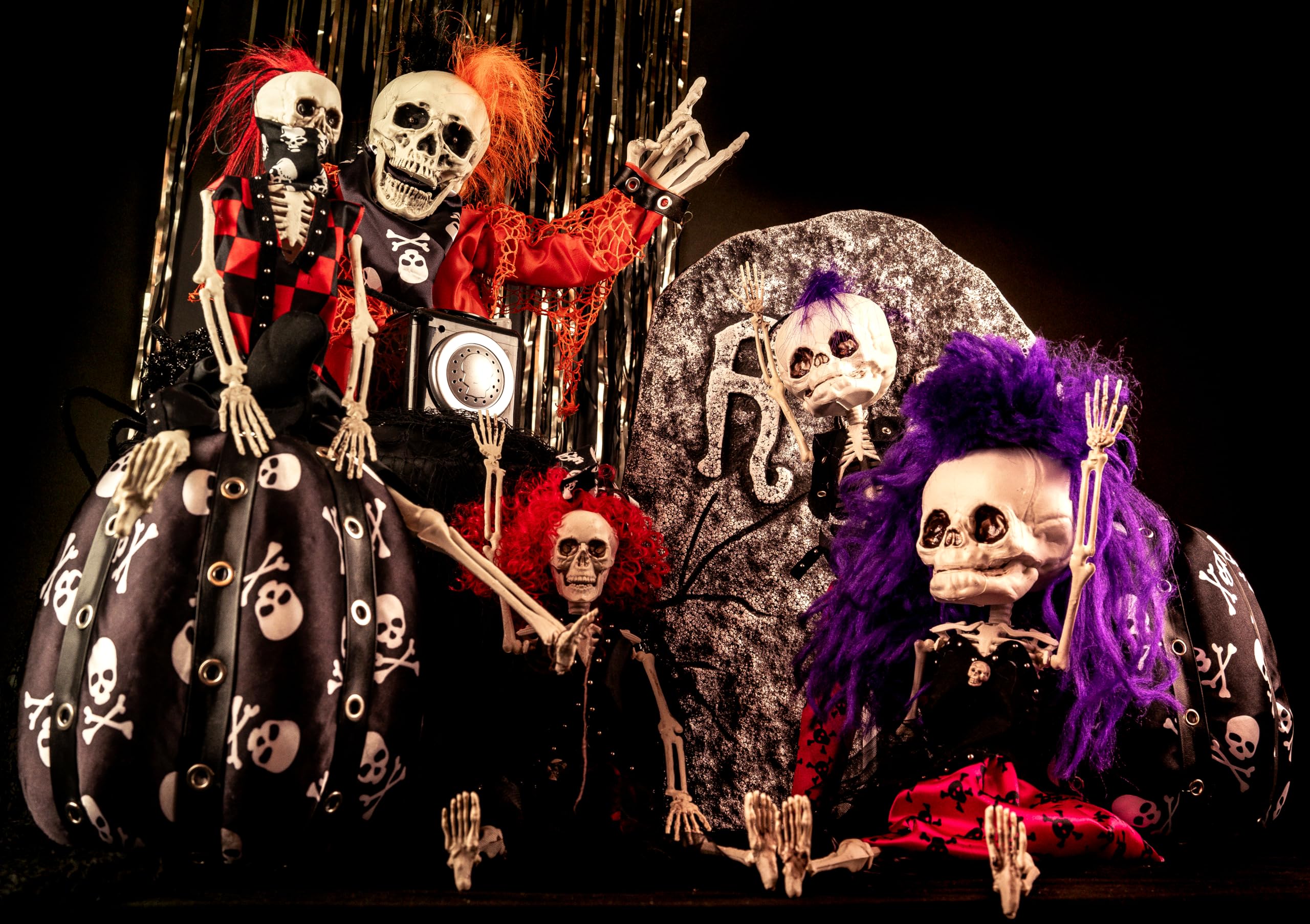 ptit-clown-halloween-deko-punk-skelett-40-cm-rosa-mann image 3