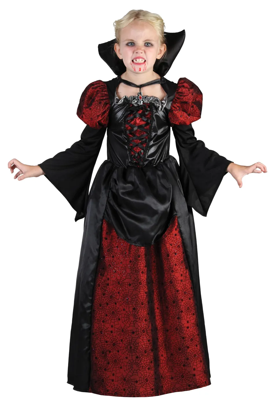 p-tit-clown-vampir-kost-m-f-r-m-dchen-rot-schwarz-jade image 1