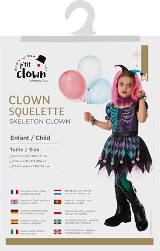 ptit-clown-skelett-clown-kost-m-m-dchen-5-teilig image 7