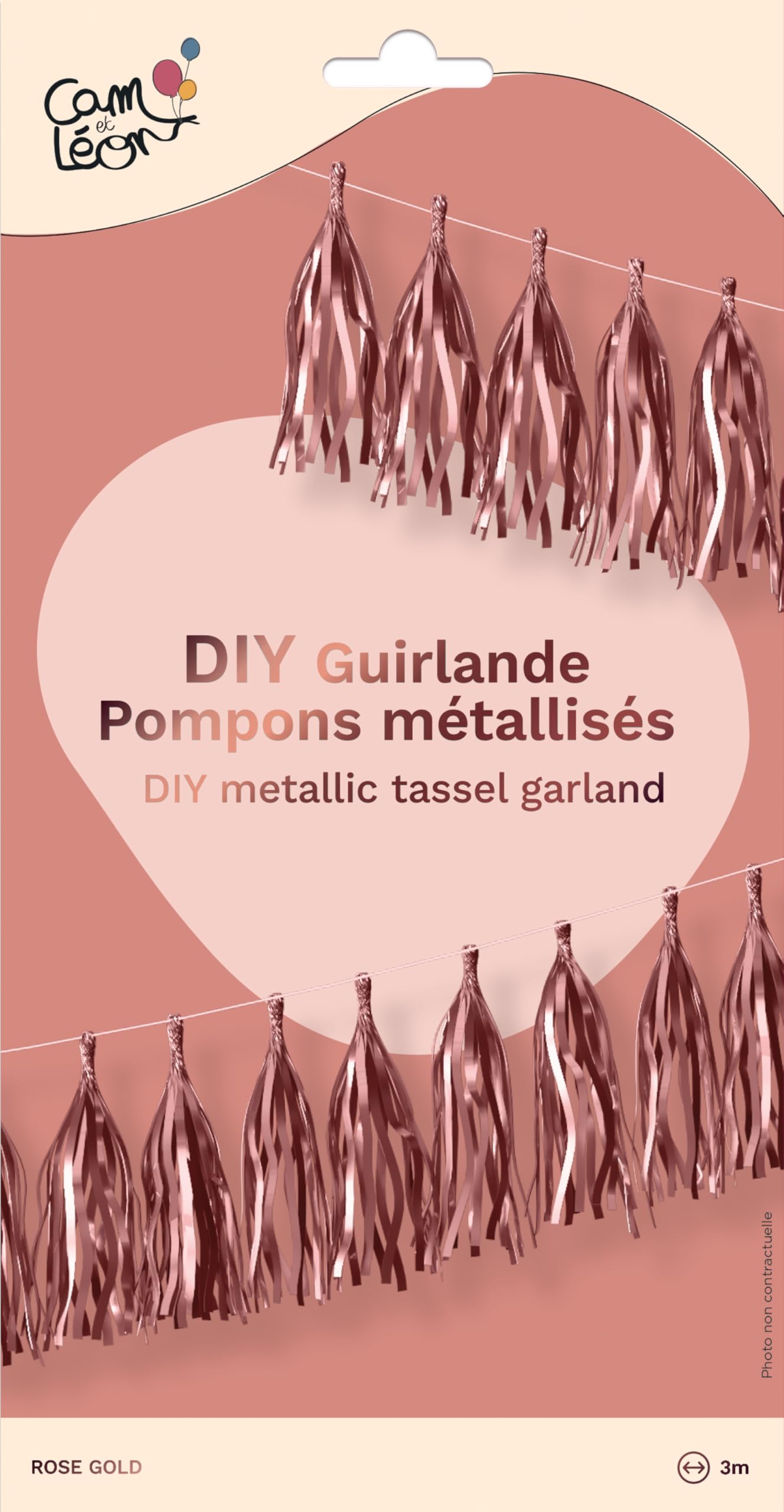 ptit-clown-re22622-girlande-pompons-metallisch-3-m-rosa-gold image 3