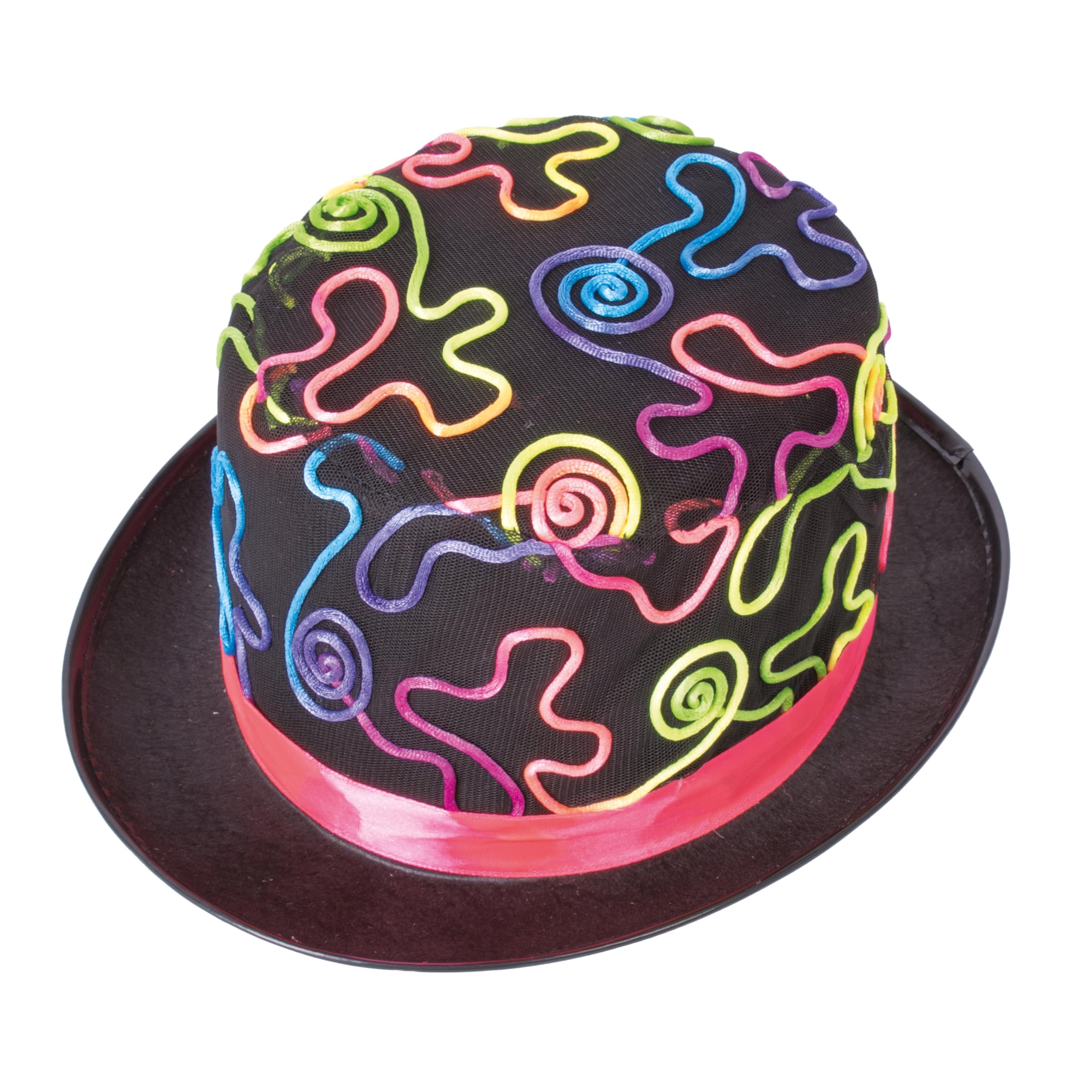 p-tit-clown-46503-filz-zylinder-schwarz-mit-neon-kordel-erwachsene image 3