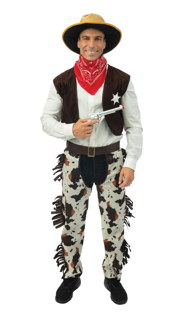 ptit-clown-cowboy-kost-m-herren-l-xl-braun-5-teilig-polyester image 1