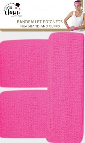 ptit-clown-stirnband-und-manschetten-set-frottee-neonrosa-erwachsene image 7
