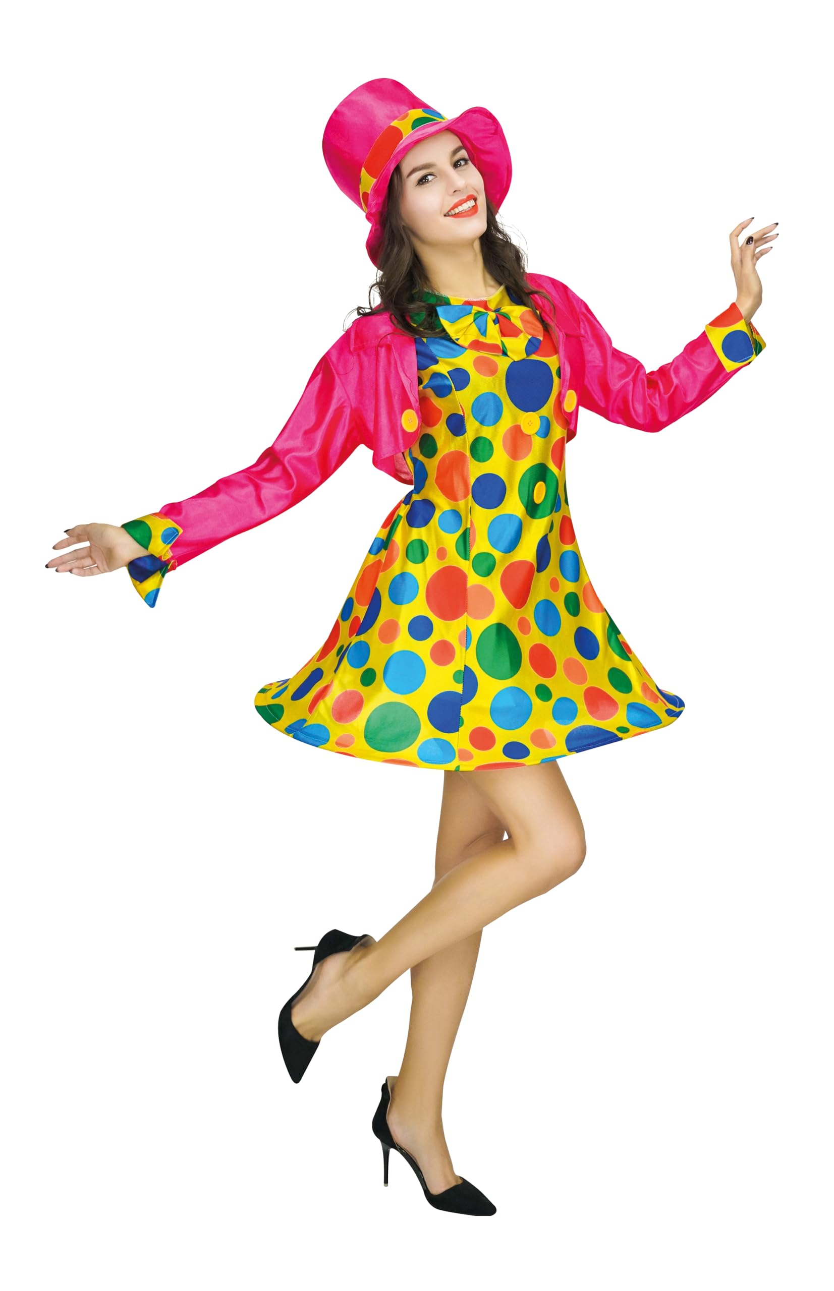 p-tit-clown-clown-kost-m-damen-l-xl-kleid-hut-jacke-mehrfarbig image 1