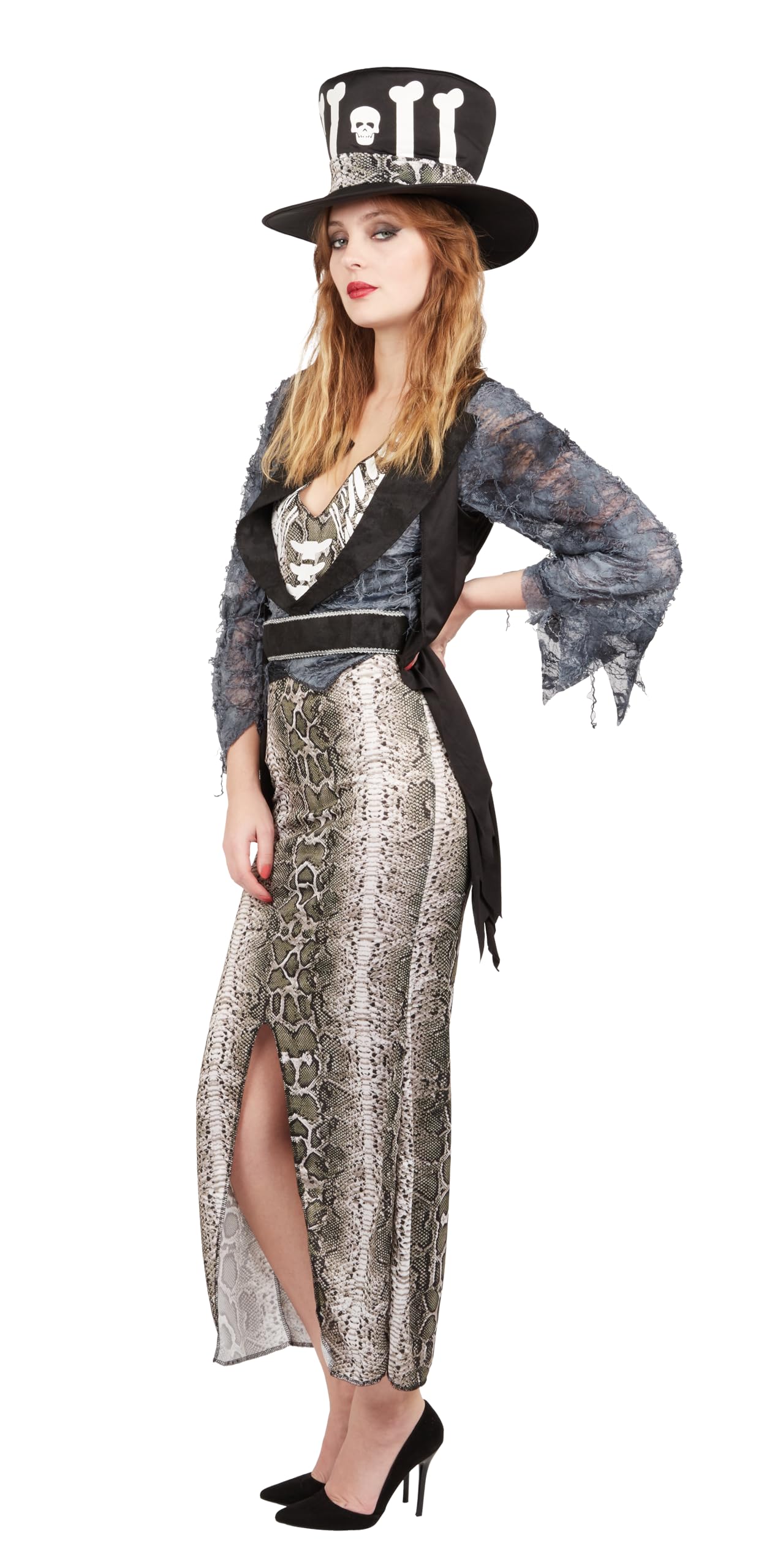 ptit-clown-voodoo-kost-m-damen-kleid-hut-mit-knochen image 2