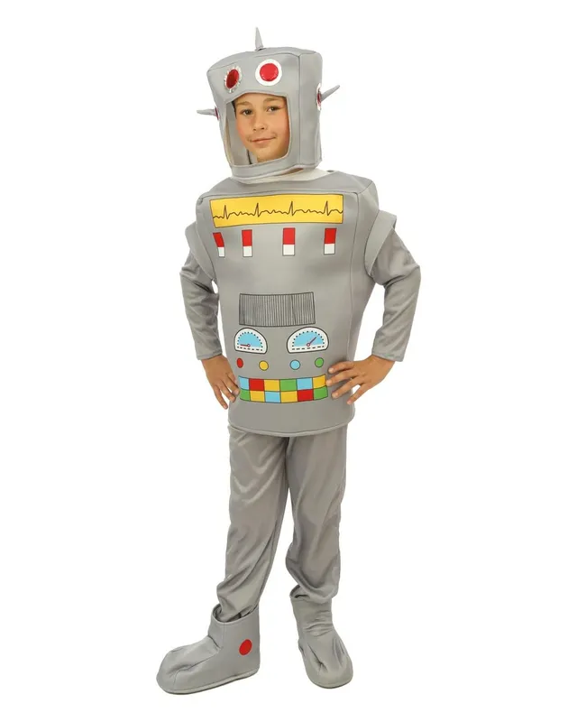 p-clown-roboter-kost-m-f-r-kinder-grau-komplett-set-uni image 1