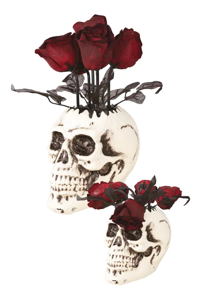 ptit-clown-12940-animierte-totenkopfvase-mit-rosen-30-cm-mit-soundeffekten image 1