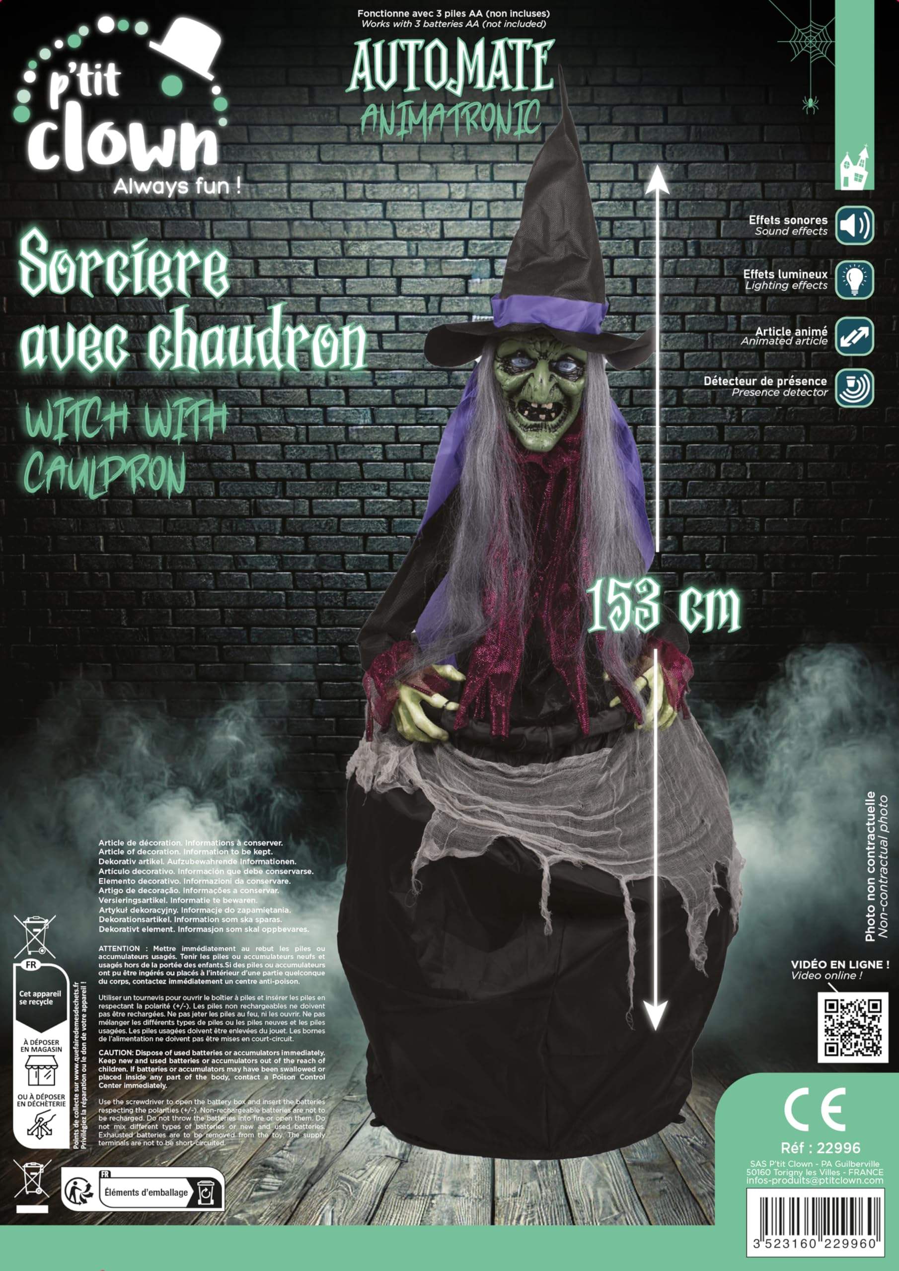 p-tit-clown-hexe-mit-kessel-animiert-halloween-deko-mit-sound-und-licht image 2