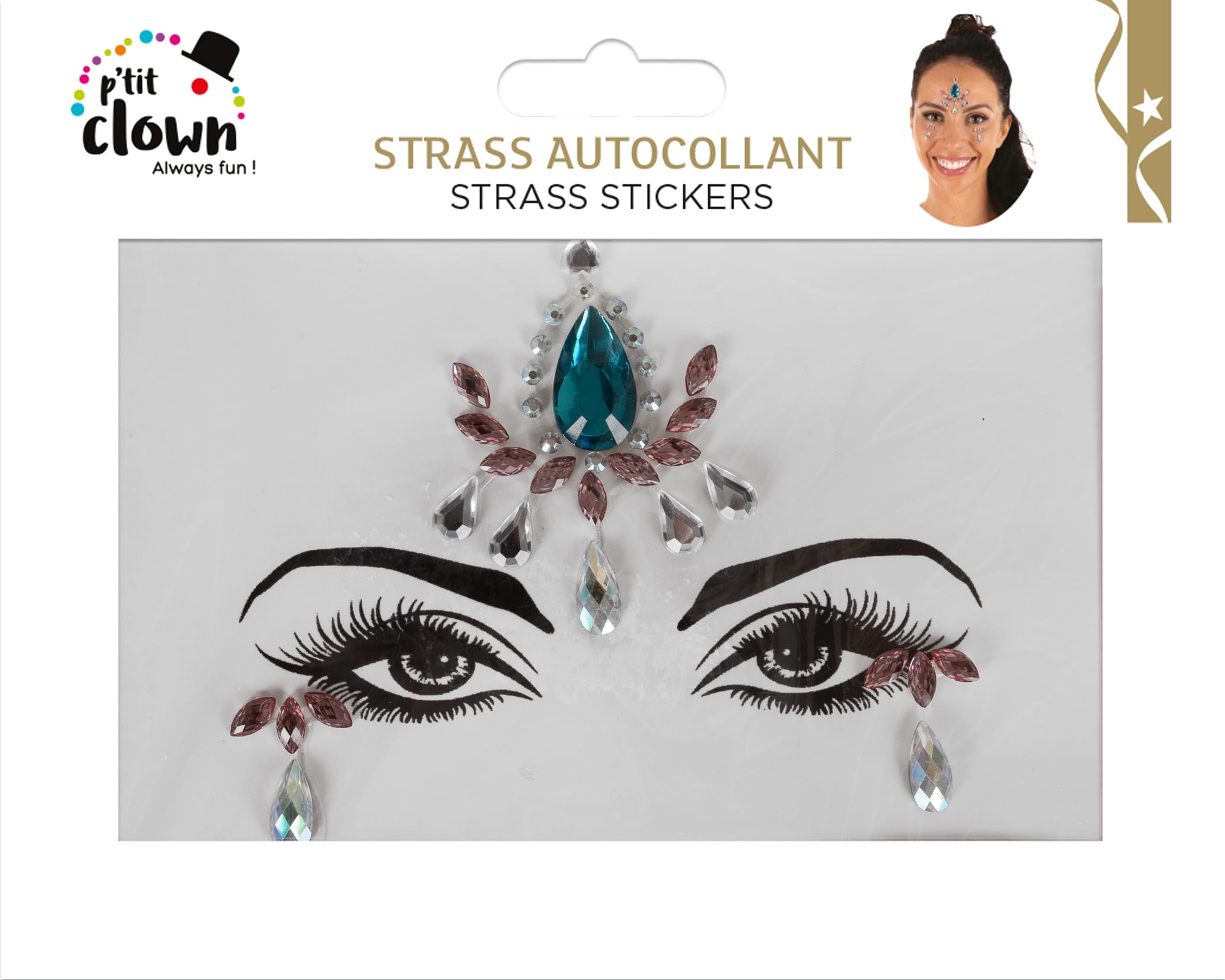 p-tit-clown-gesichts-strass-selbstklebend-modell-zuf-llig-make-up image 5