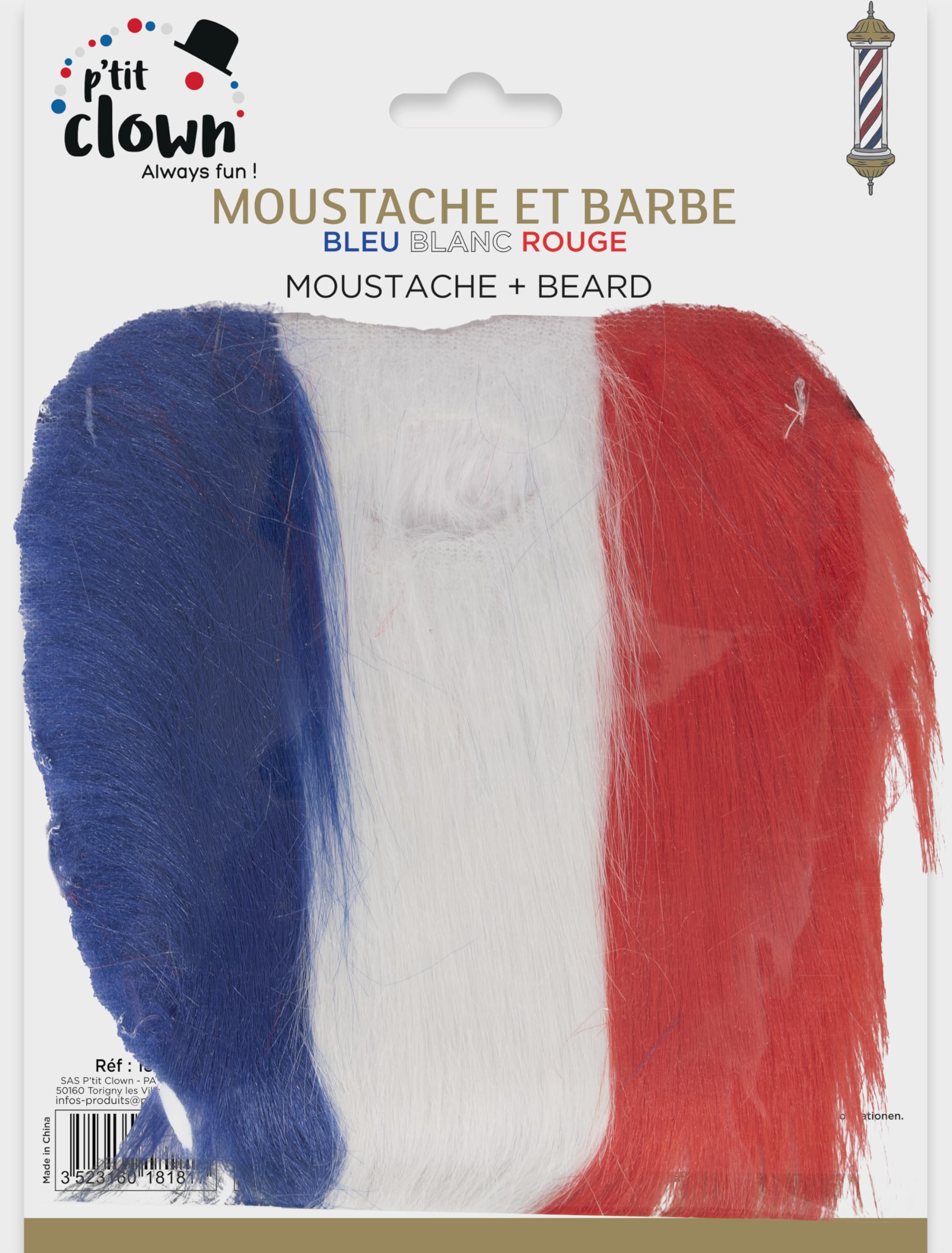 ptit-clown-18181-schnurrbart-und-bart-blau-wei-rot-frankreich-fan image 2