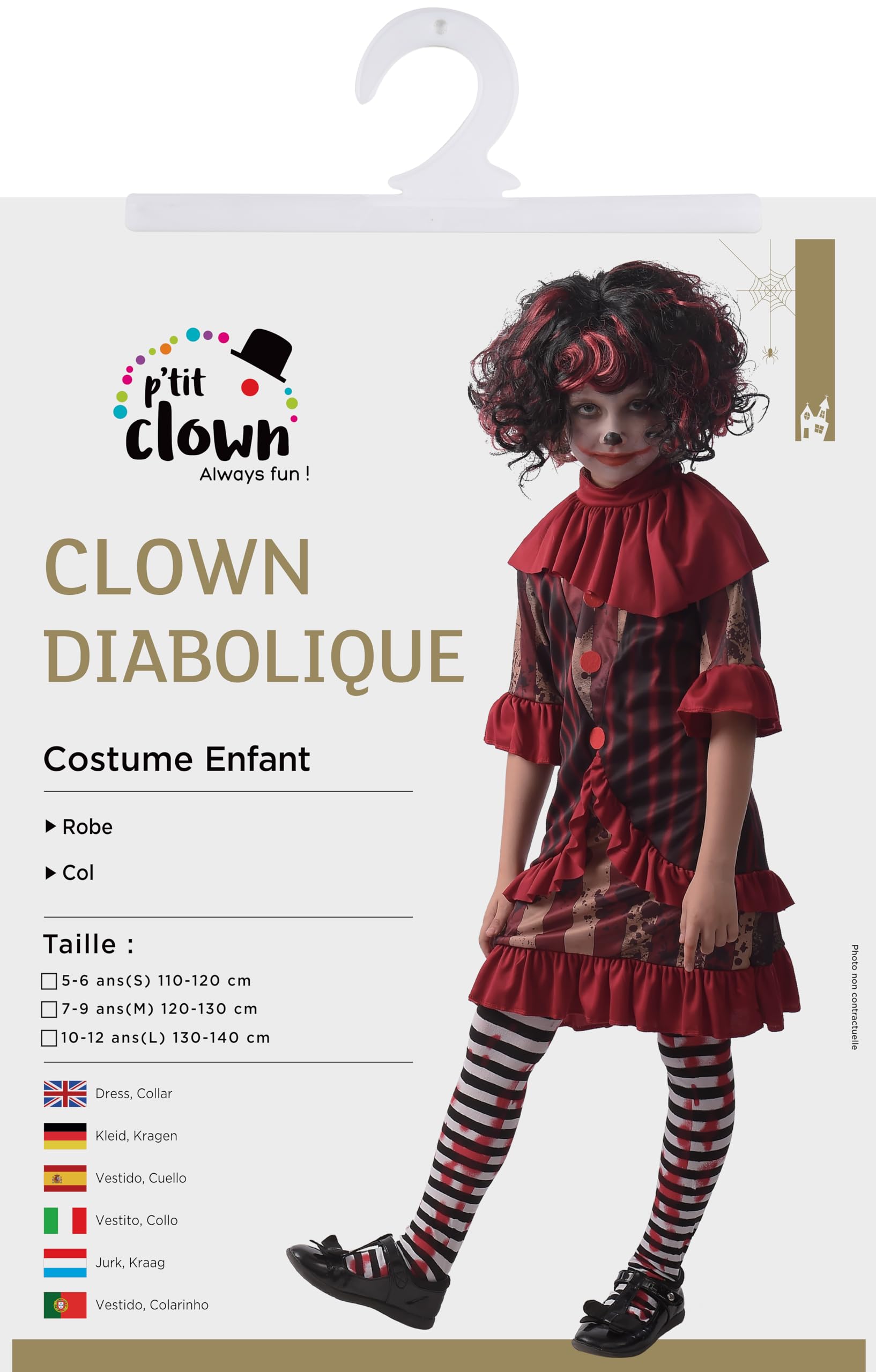 ptit-clown-clown-m-dchen-kost-m-kinder-mit-kleid-und-kragen image 3
