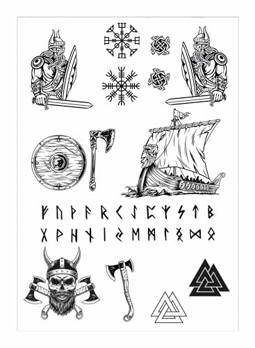 p-tit-clown-tempor-re-tattoos-schwarz-wikinger-set-14-st-ck image 5